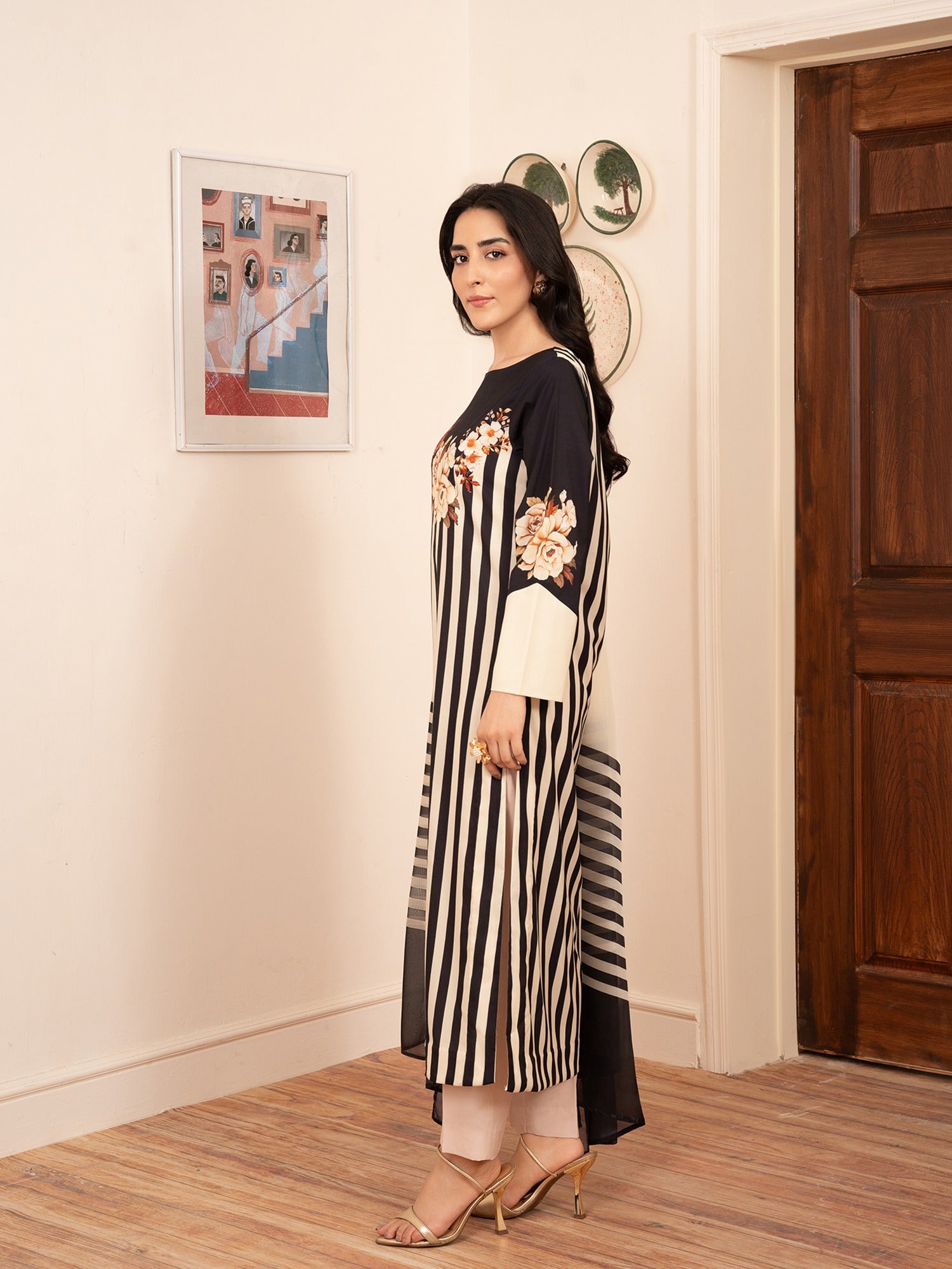 Stitch Vibes Black Striped Dress Women 3pcs