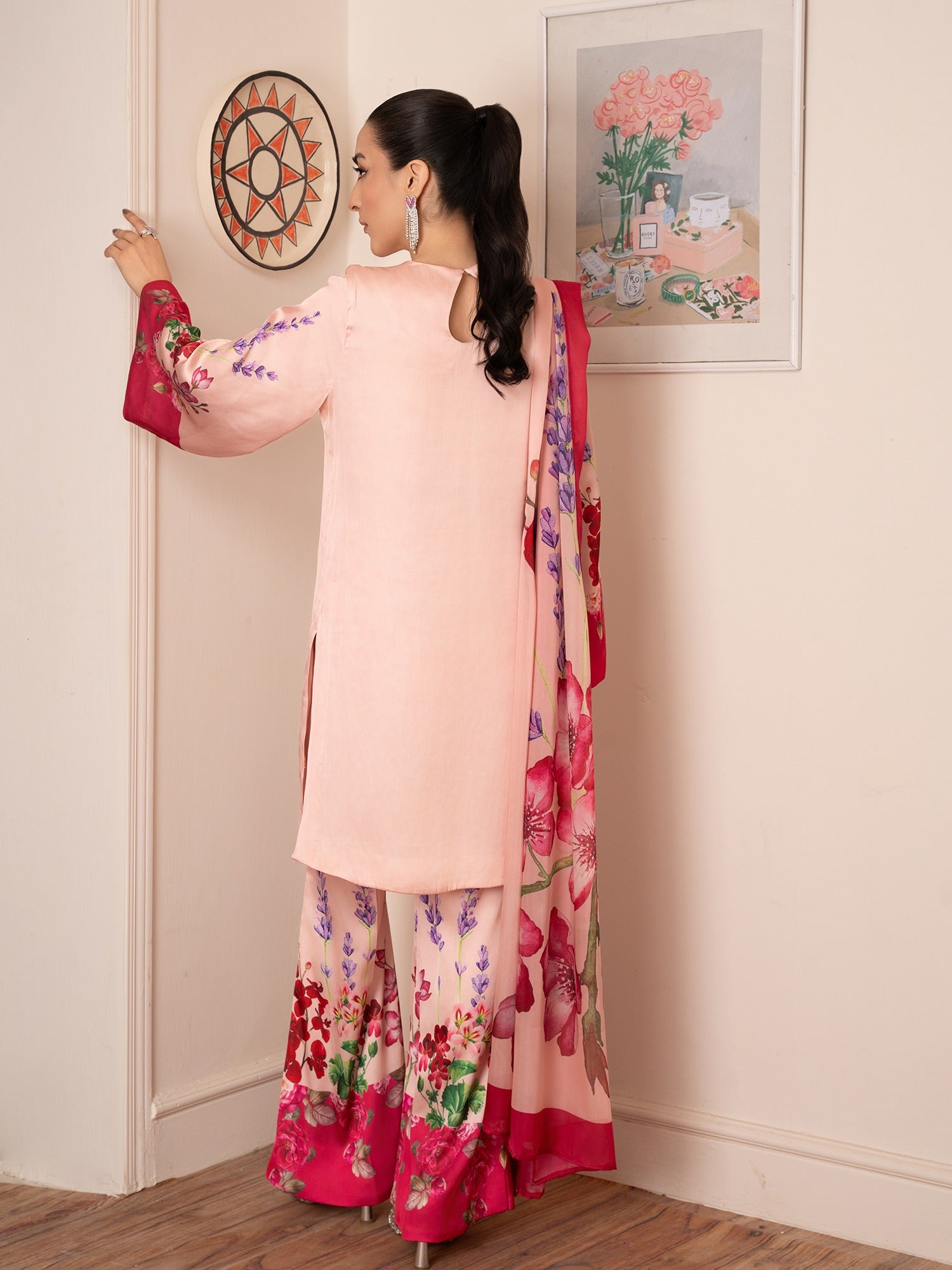 Stitch Vibes Peach Pink Dress Women 3pcs