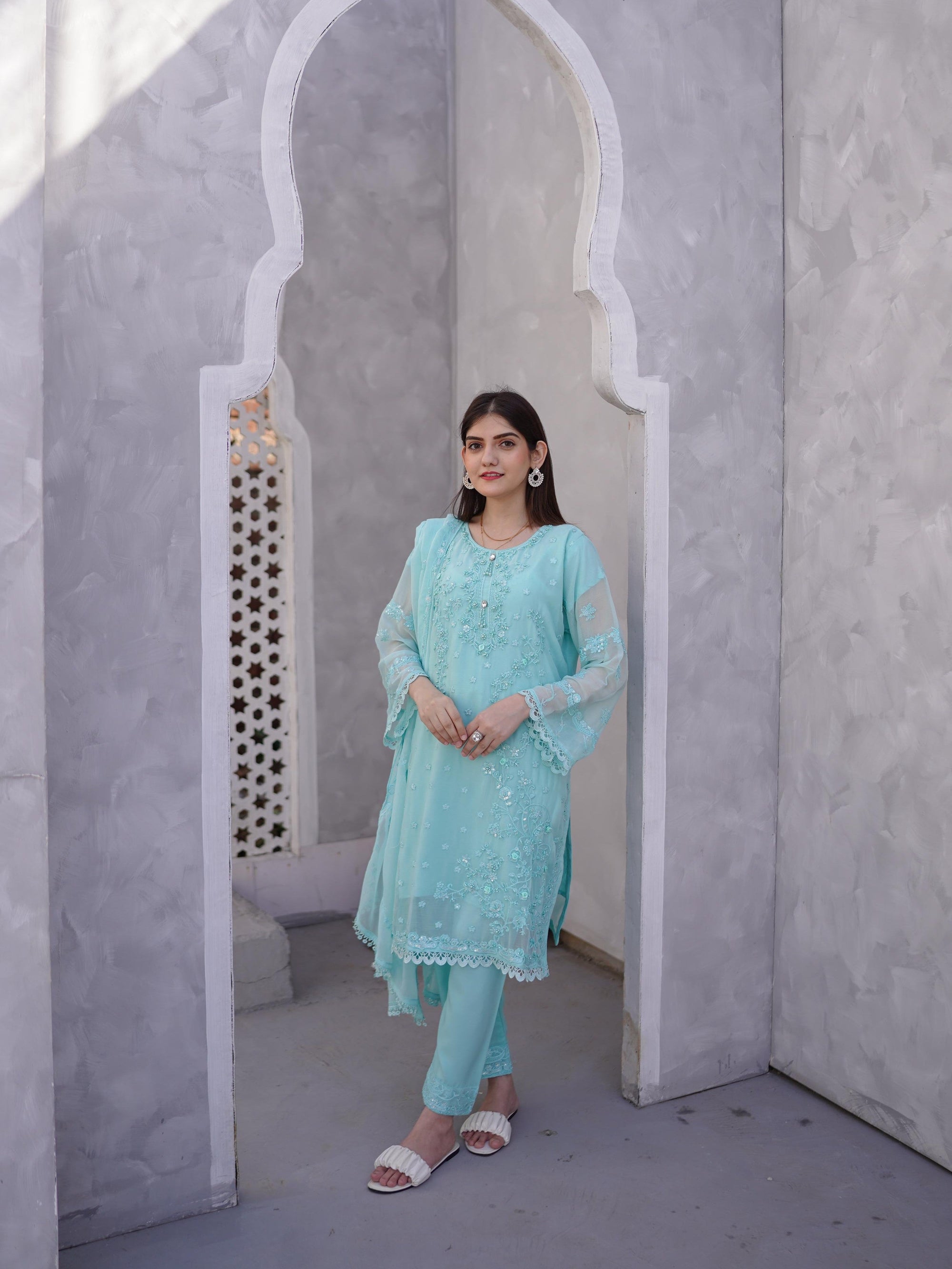 Mishkaat Clothing Reha Turquoise Women 3pcs