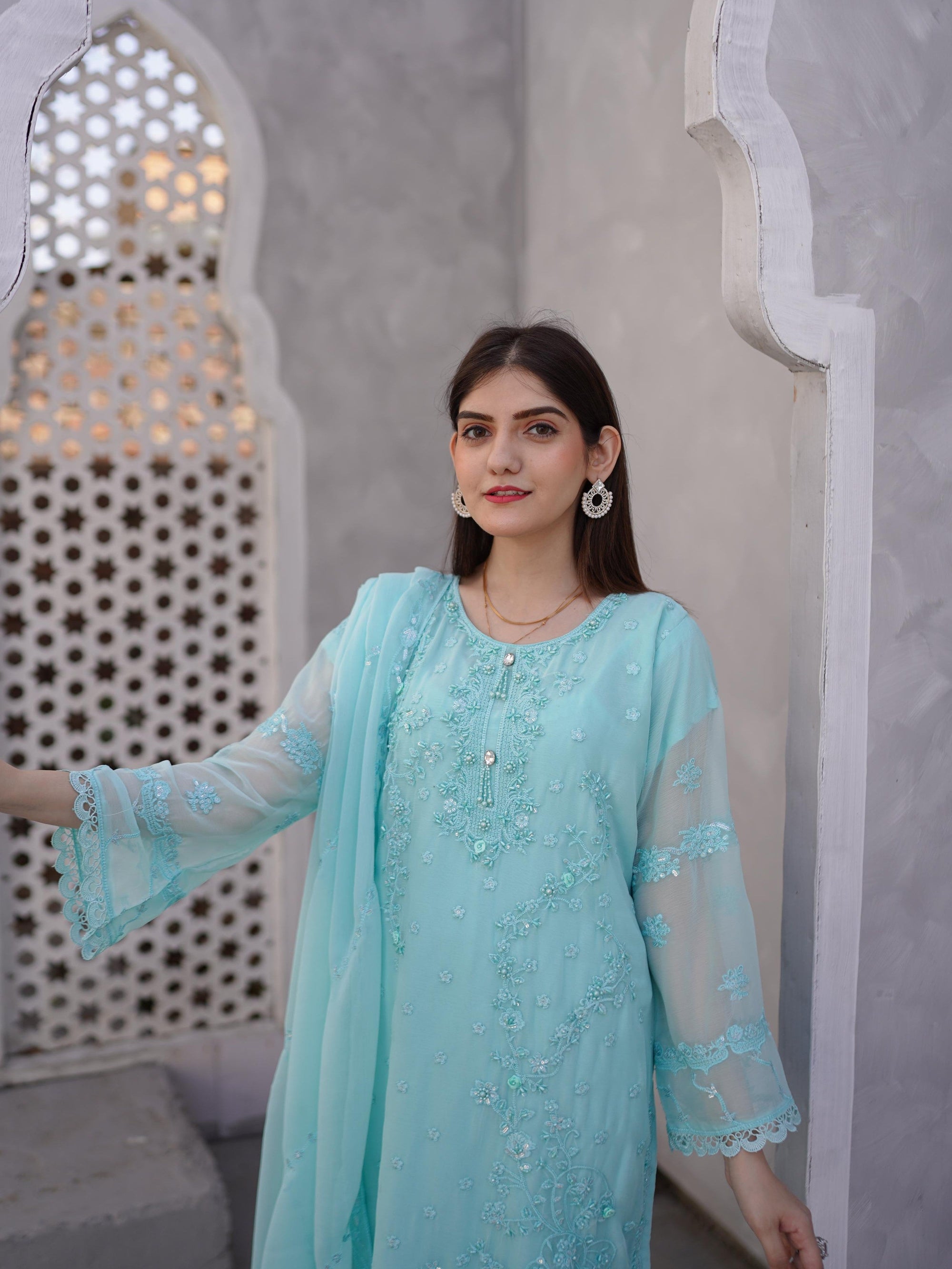 Mishkaat Clothing Reha Turquoise Women 3pcs