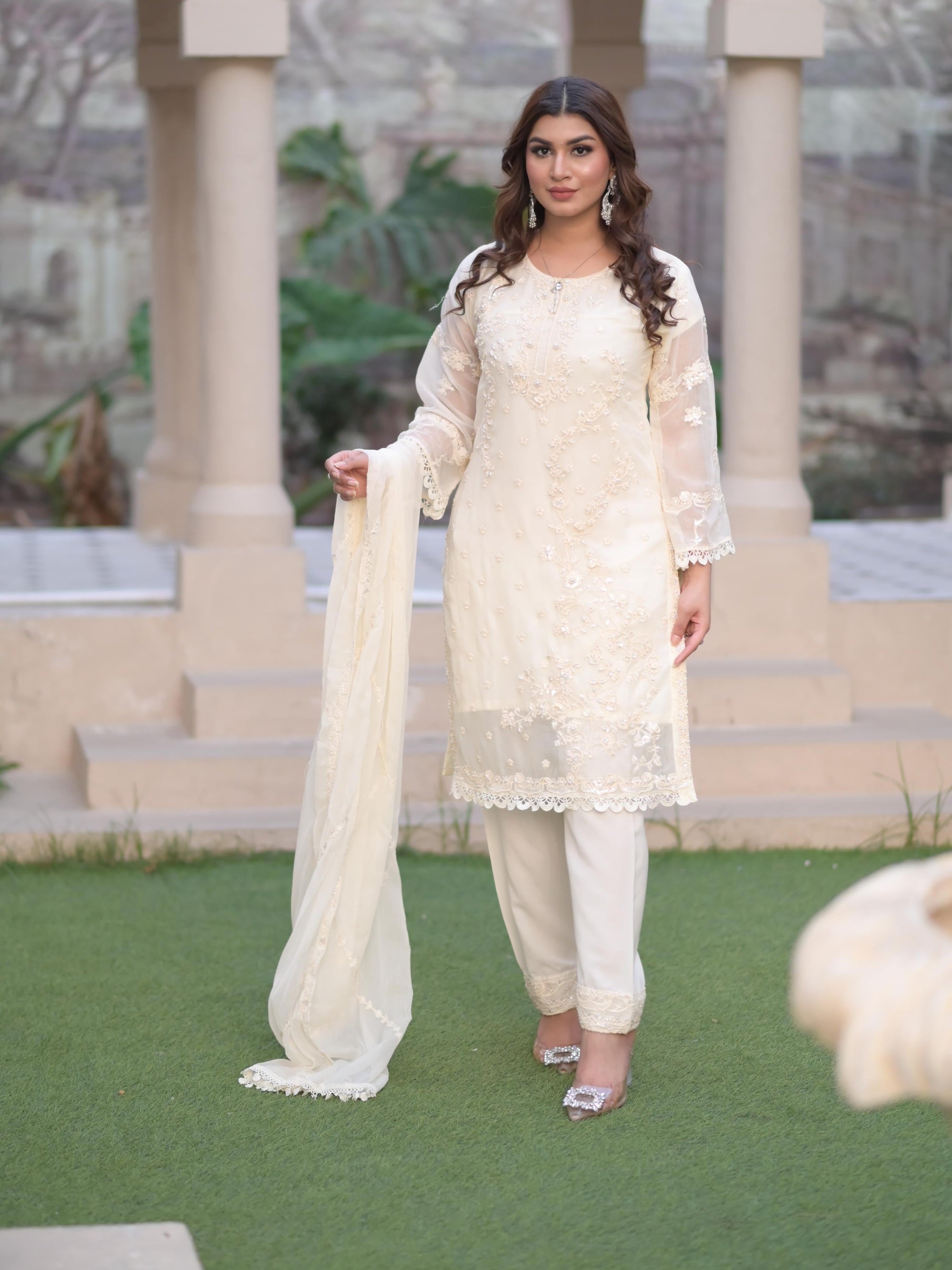 Mishkaat Clothing Reha Creamy Women 3pcs