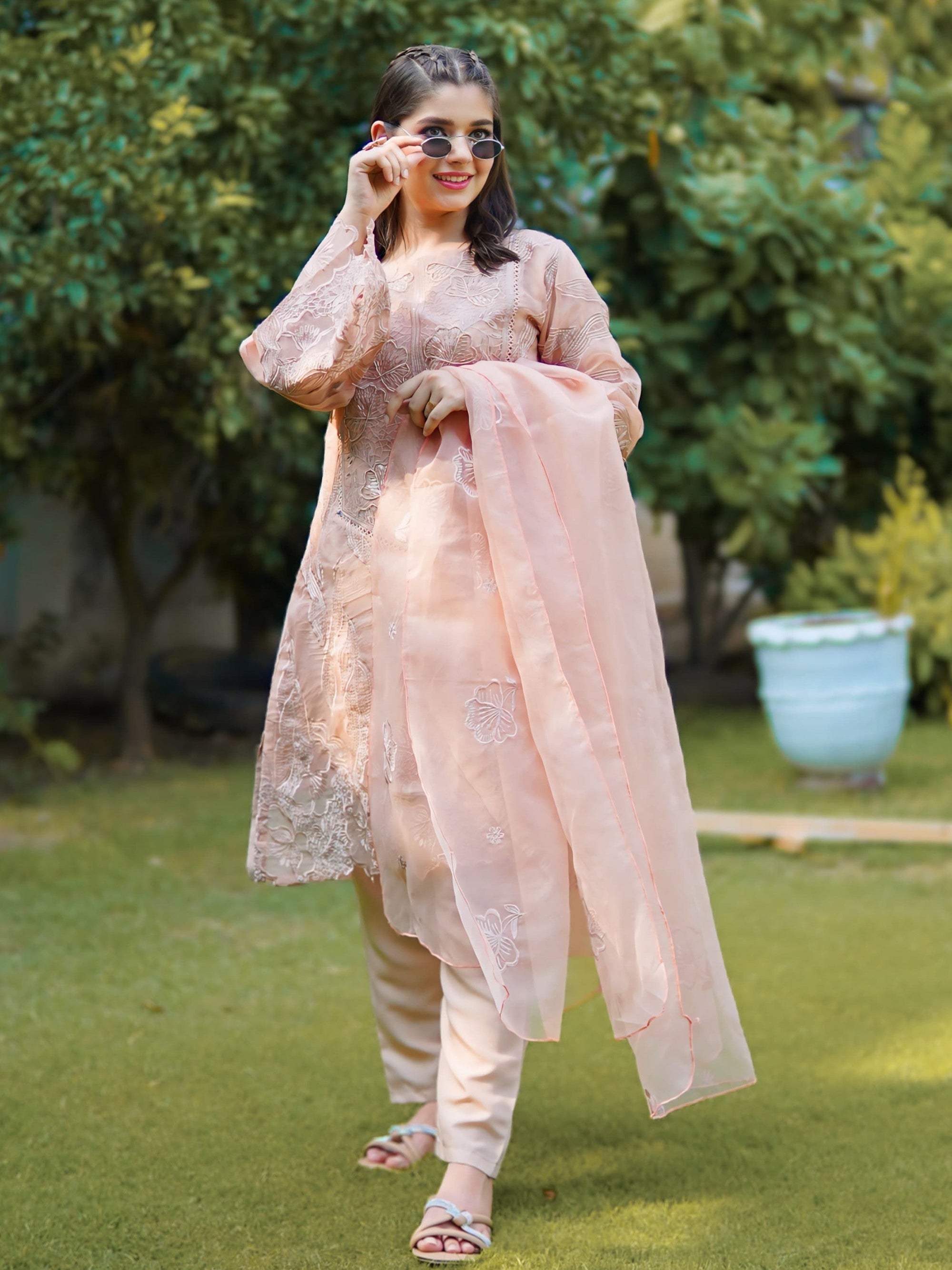 Four Season Boutique SHAMEER ORGANZA COFFEE Women 3pcs