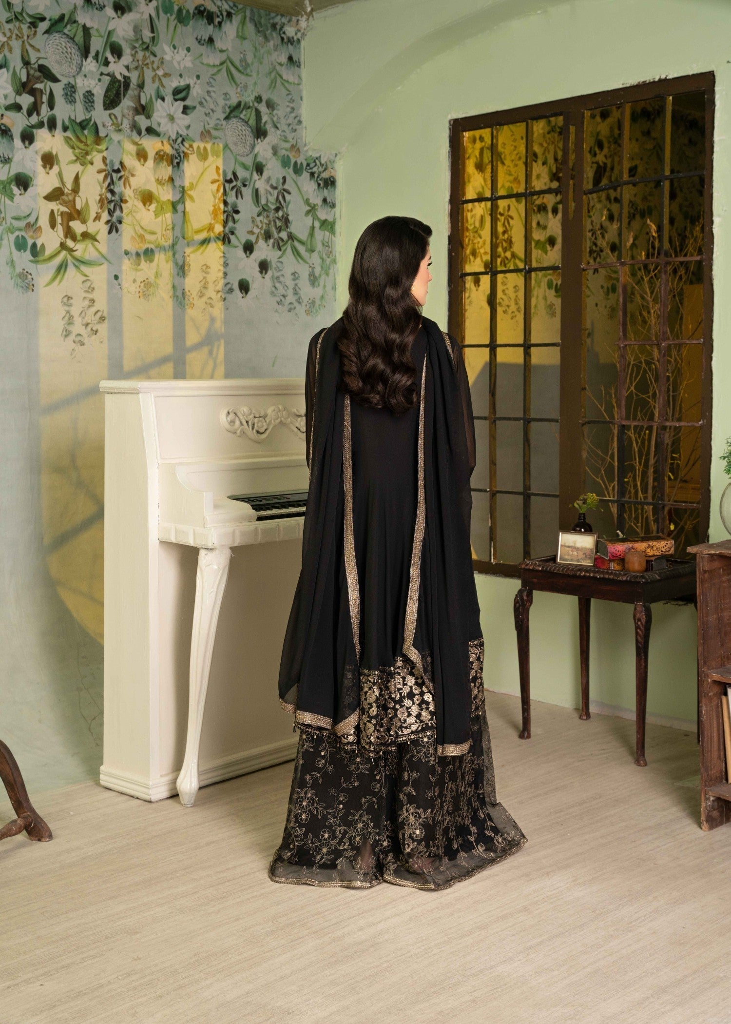 Alyssa ALL015 Black Sharara Women 3pcs