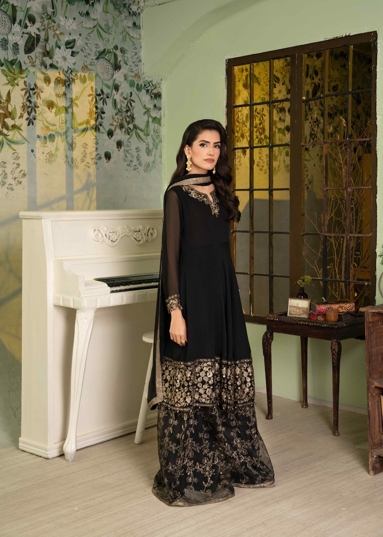 Alyssa ALL015 Black Sharara Women 3pcs