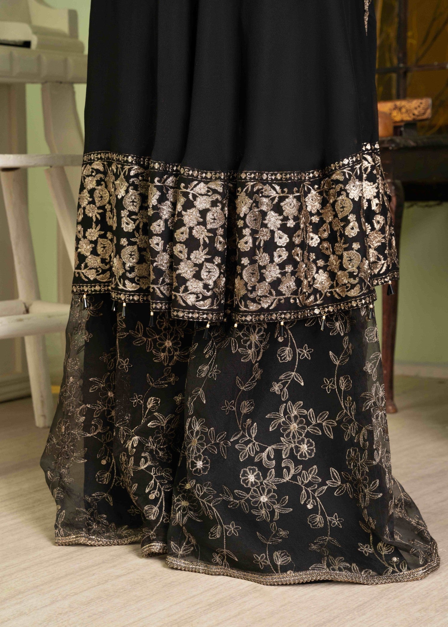 Alyssa ALL015 Black Sharara Women 3pcs