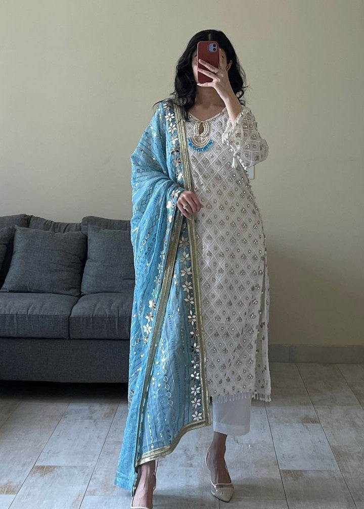 Mishkaat Clothing Romaan Teal Women 3pcs