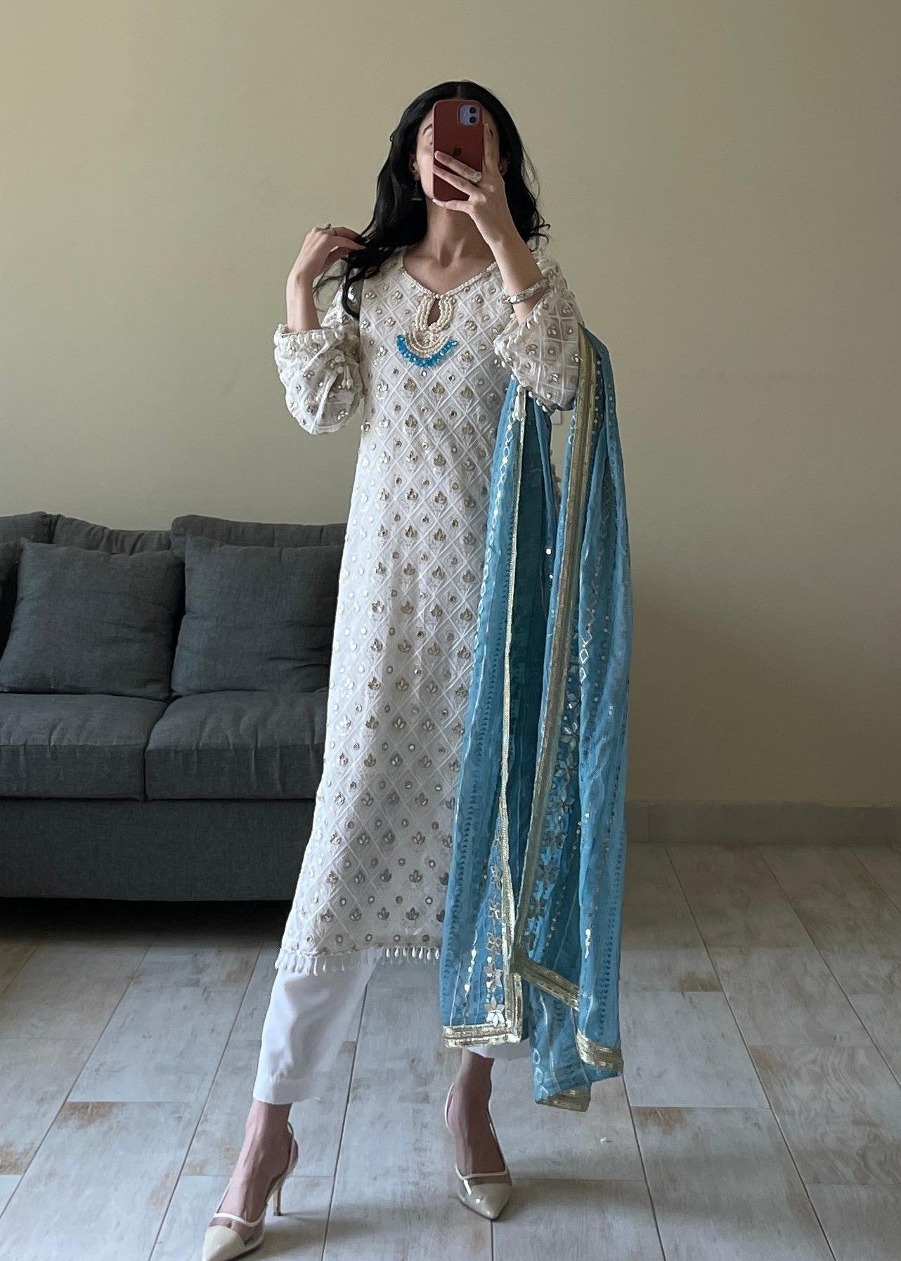 Mishkaat Clothing Romaan Teal Women 3pcs