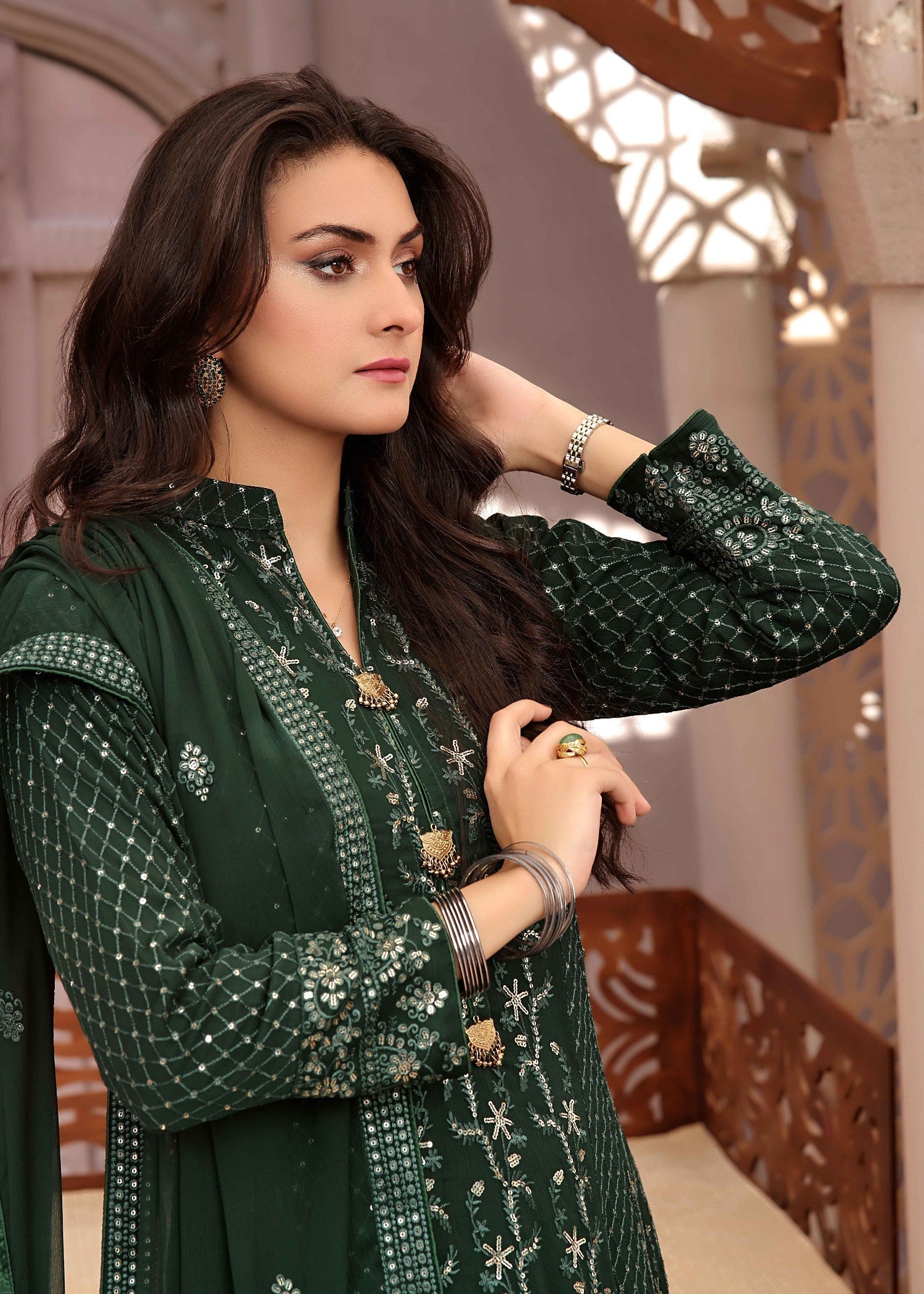 Adam's Couture bahar bottle green Women 3pcs