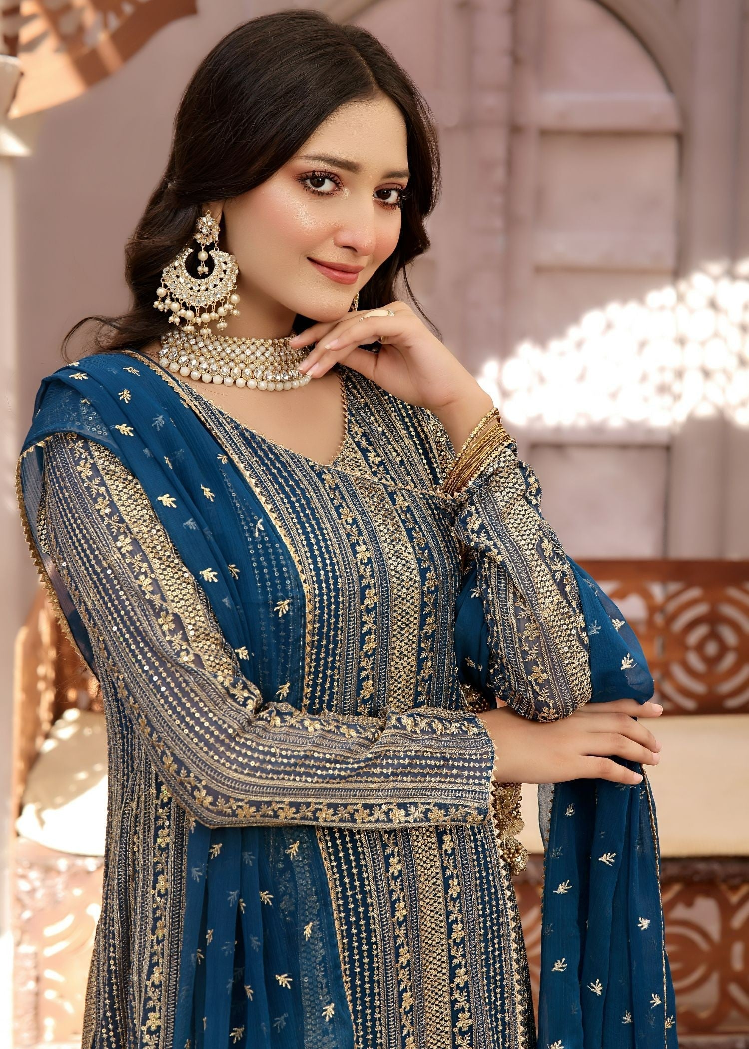 Ayesha Closet Saajan Blue Aura Women 3pcs