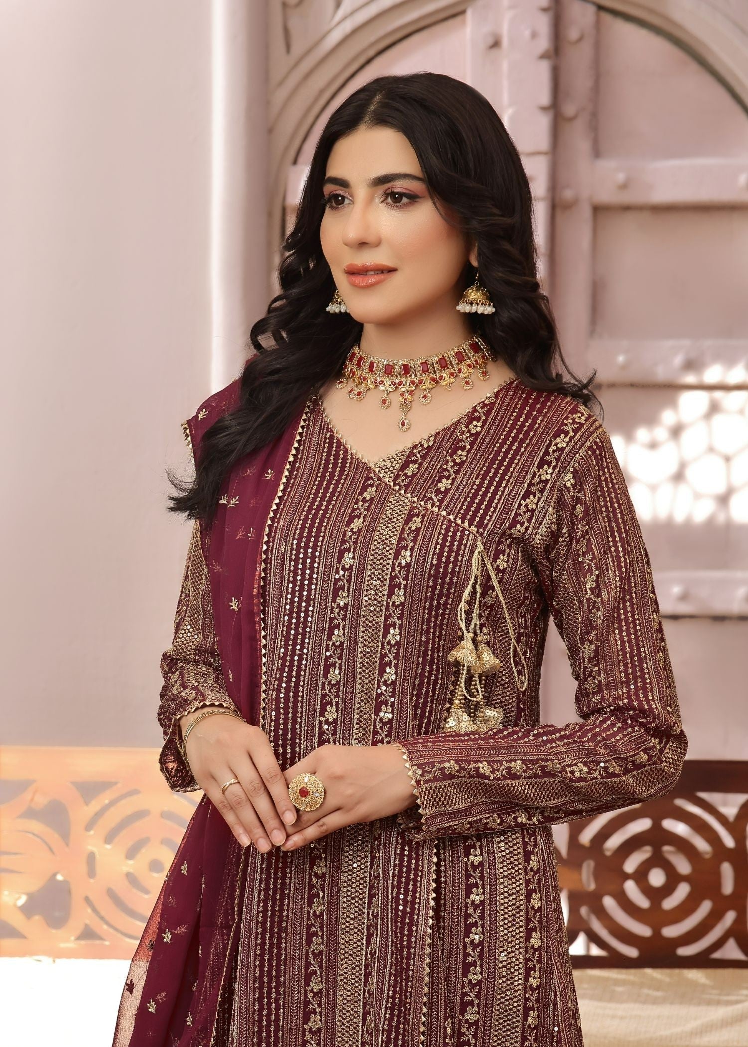 Ayesha Closet Saajan Maroon Tint Women 3pcs