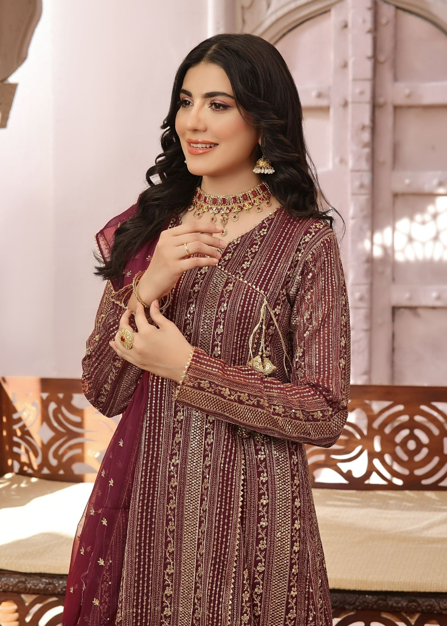 Ayesha Closet Saajan Maroon Tint Women 3pcs