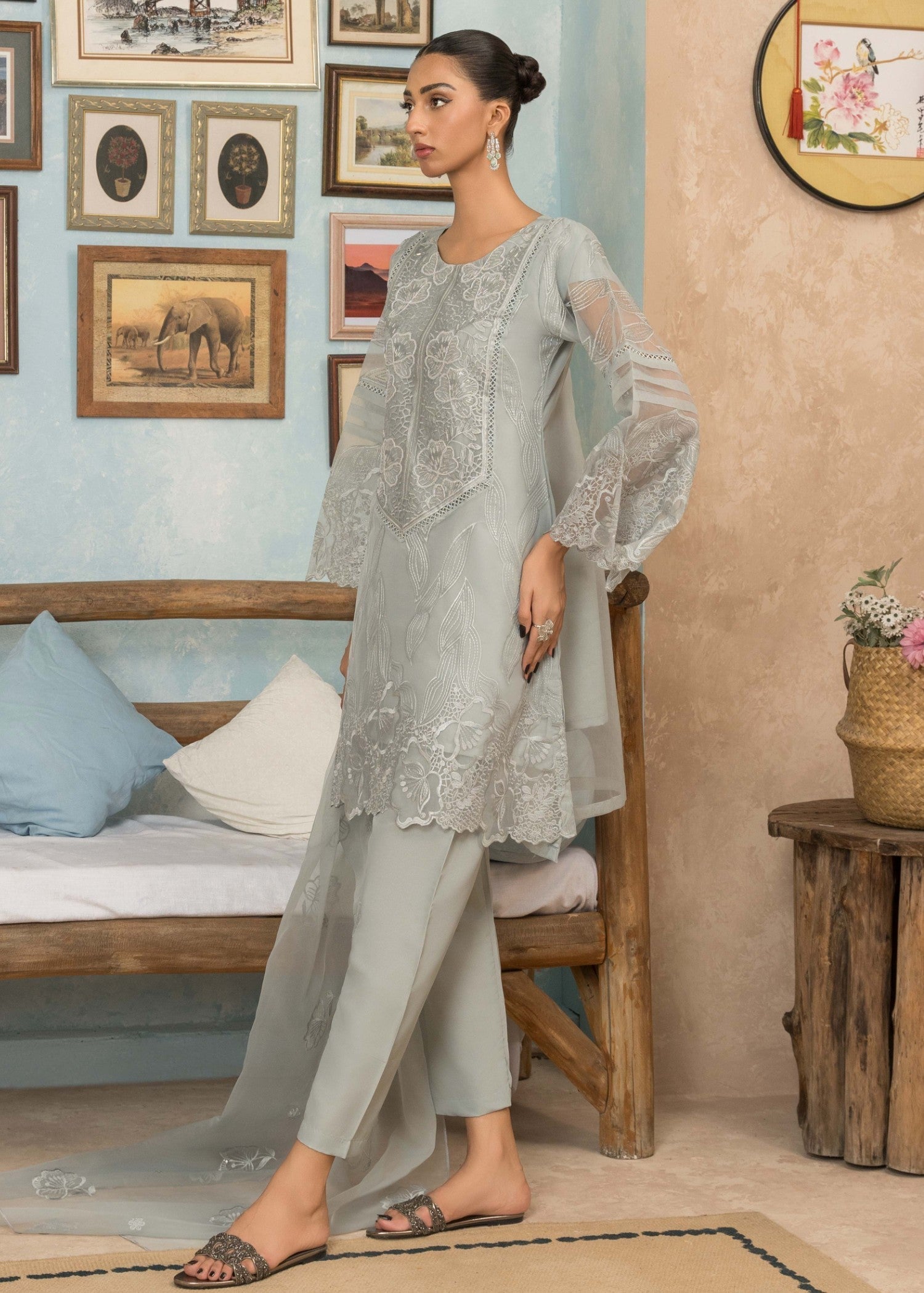 Four Season Boutique SHAMEER ORGANZA GREY Women 3pcs