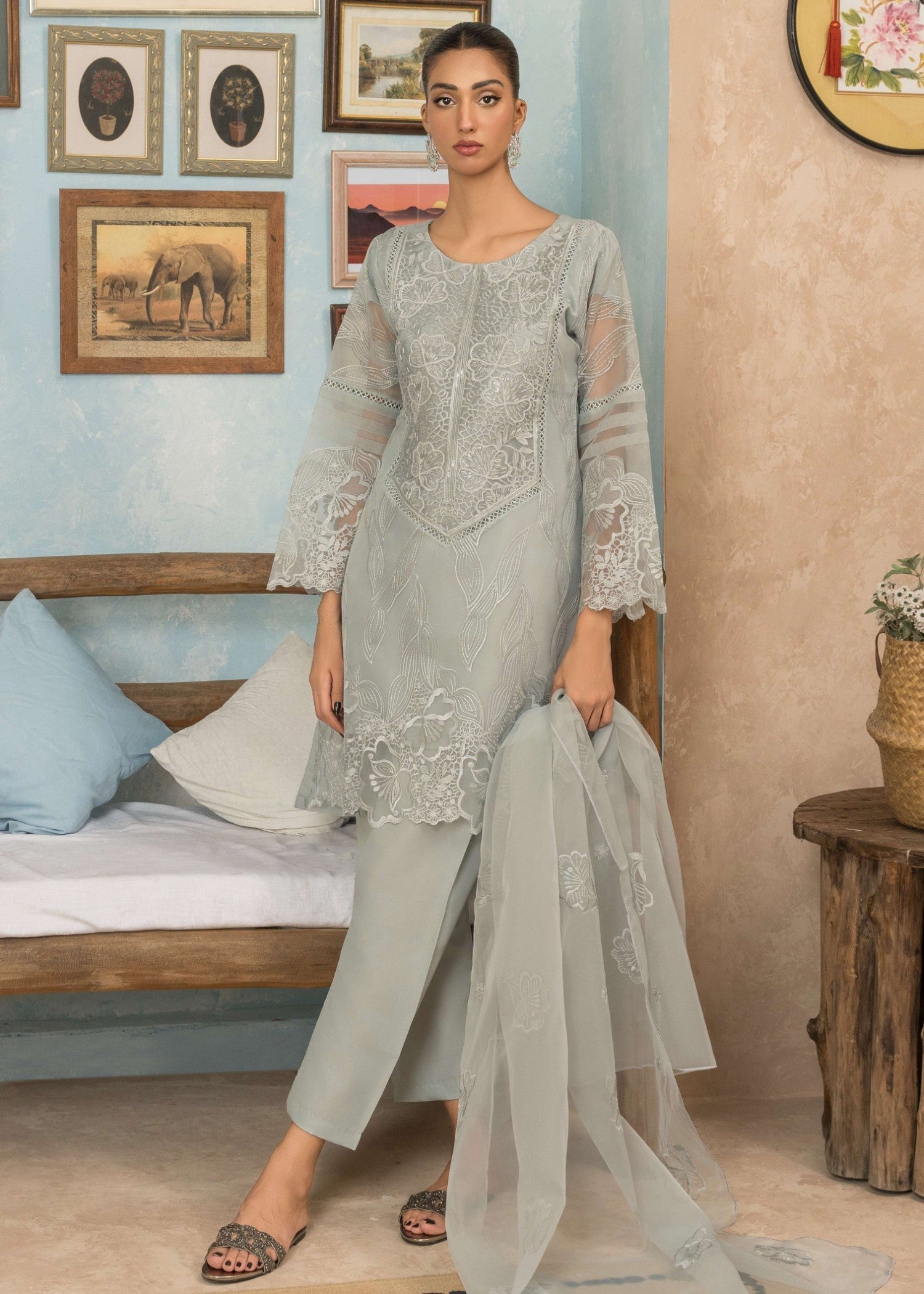 Four Season Boutique SHAMEER ORGANZA GREY Women 3pcs