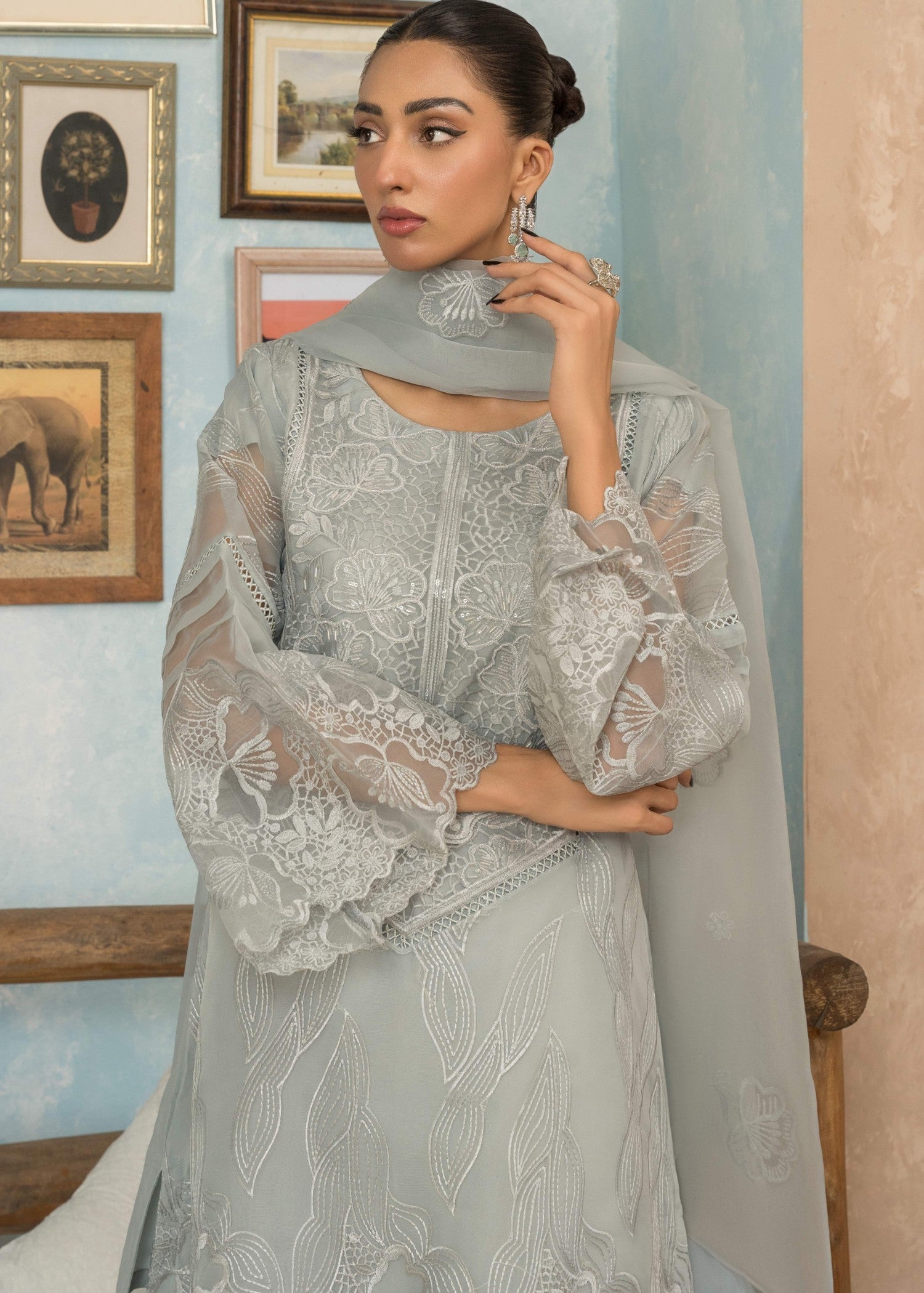 Four Season Boutique SHAMEER ORGANZA GREY Women 3pcs