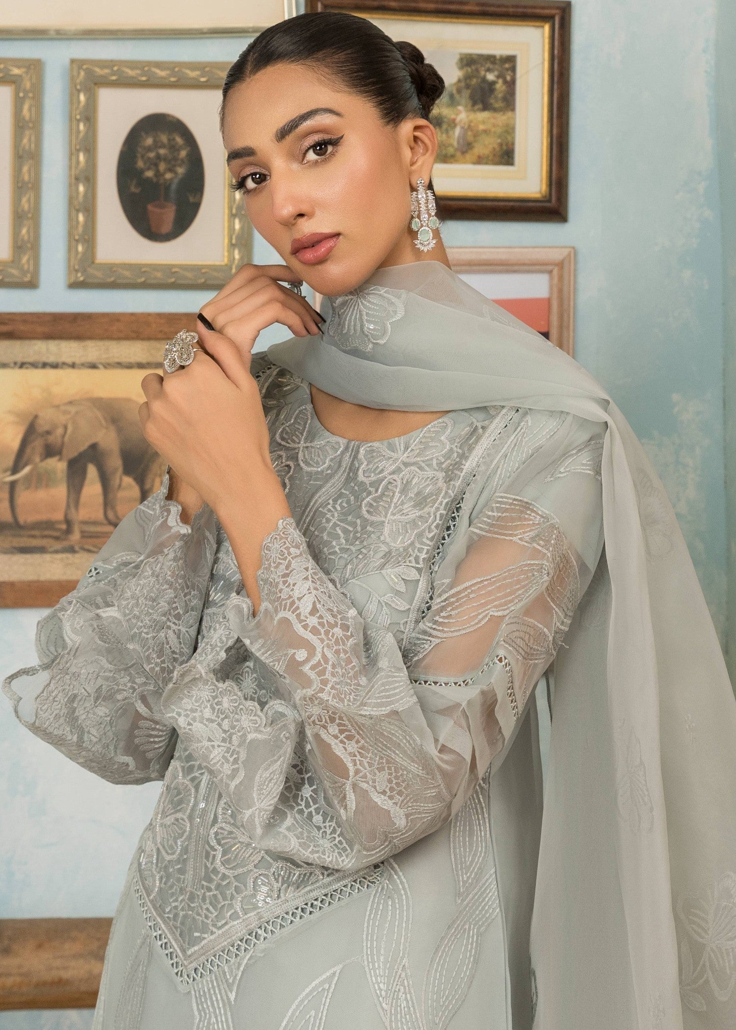 Four Season Boutique SHAMEER ORGANZA GREY Women 3pcs