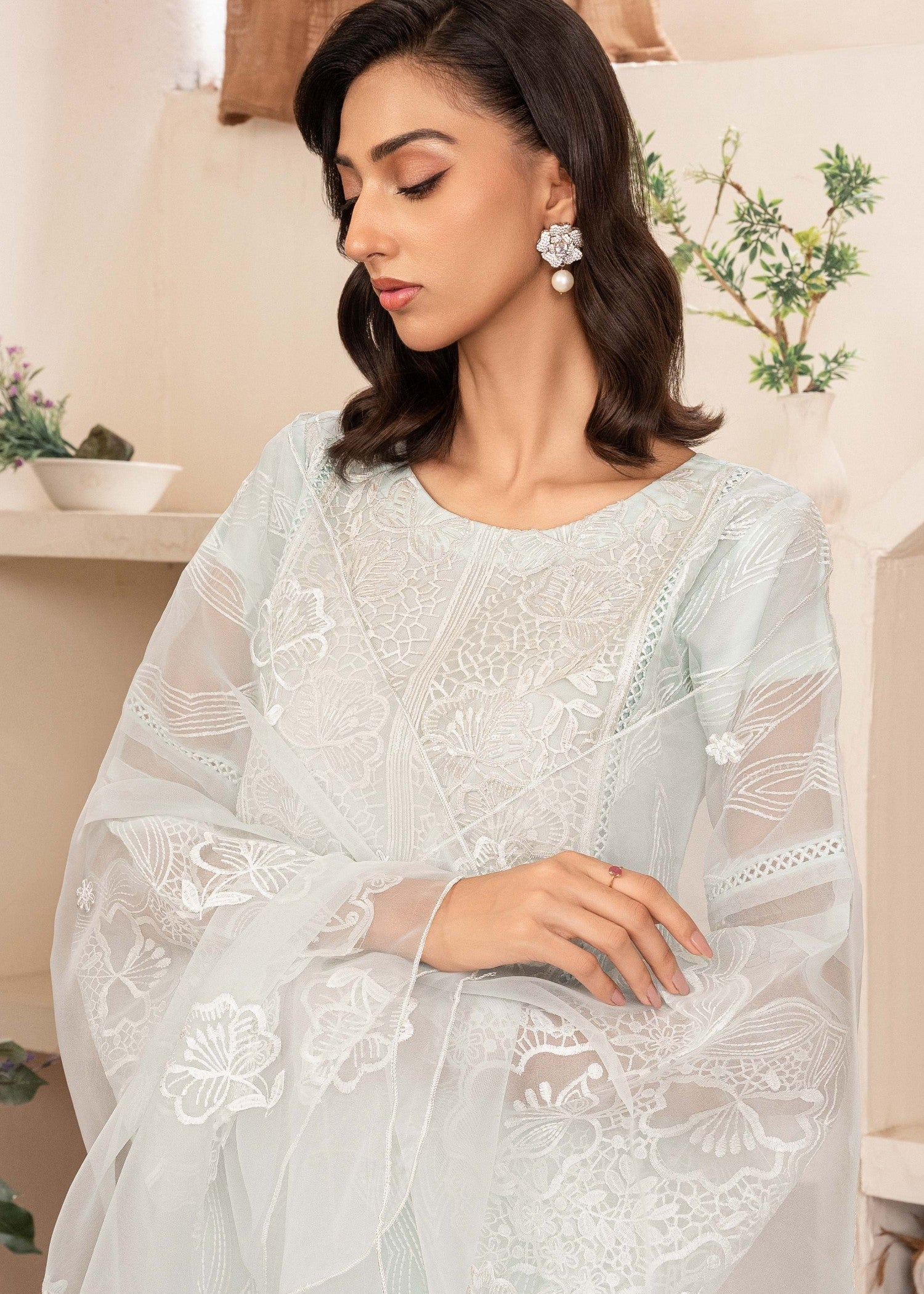 Four Season Boutique SHAMEER ORGANZA LIGHT BLUE Women 3pcs