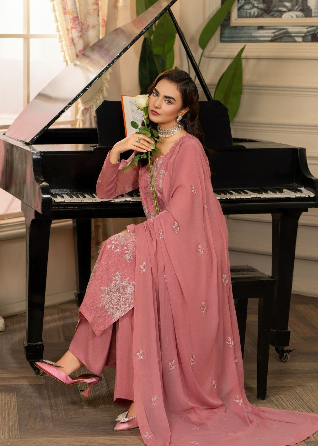 Hemstitch Blush Pink Women 3pcs