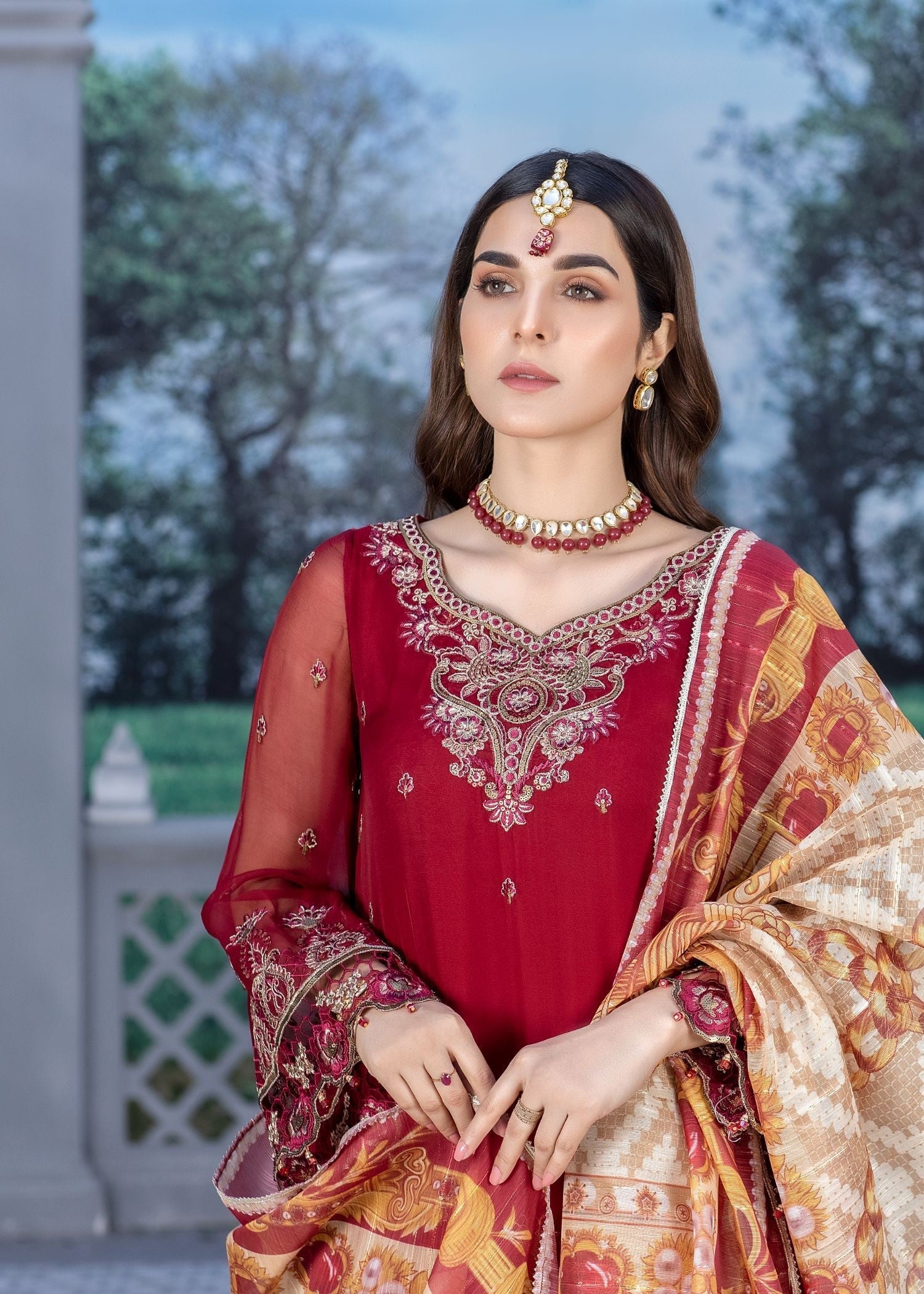 Meem Designs Pure Chiffon Maroon MD 05 Women 4pcs