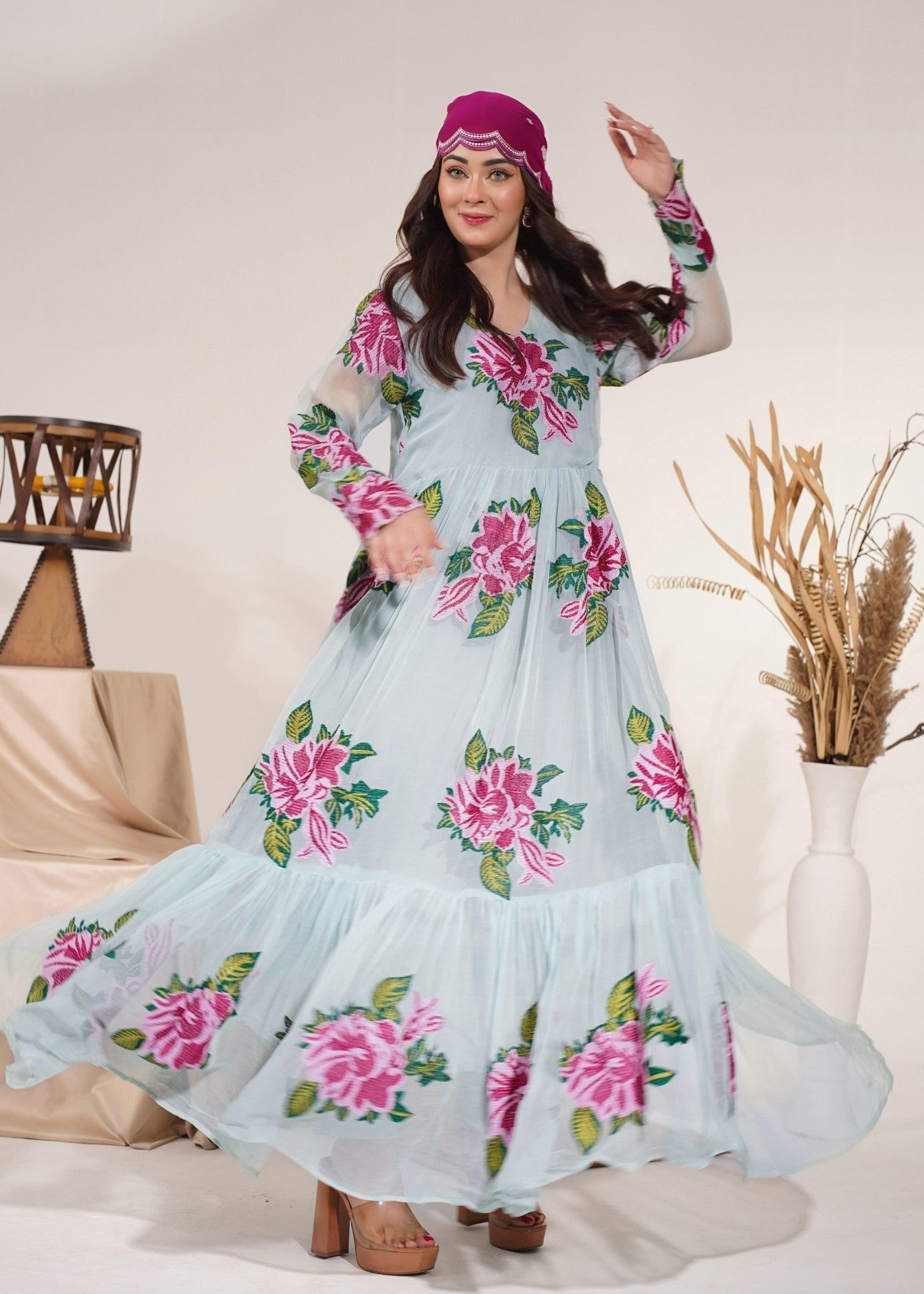 Akhrot Clothing Aqua Eid Frock Women 2pcs