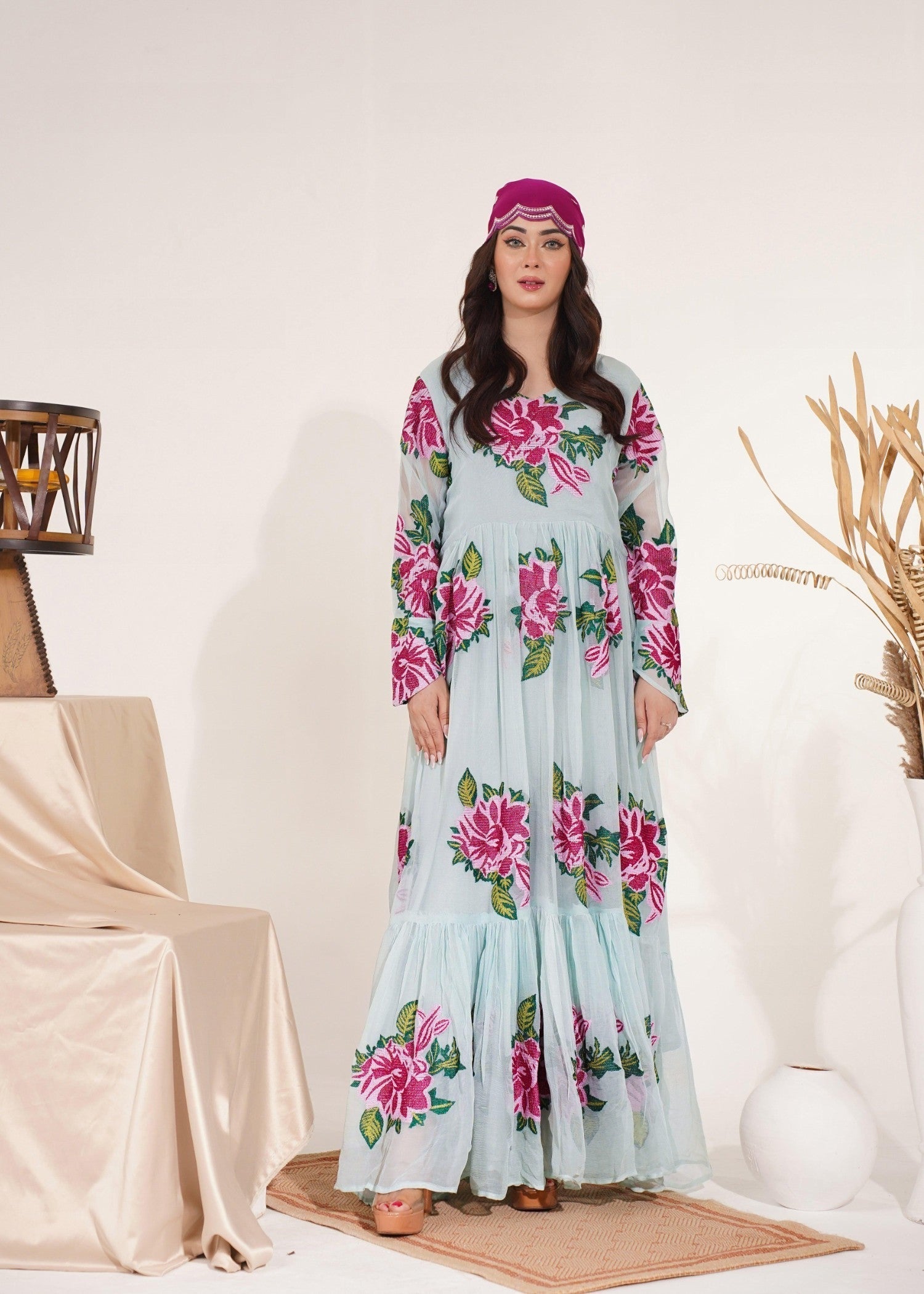 Akhrot Clothing Aqua Eid Frock Women 2pcs