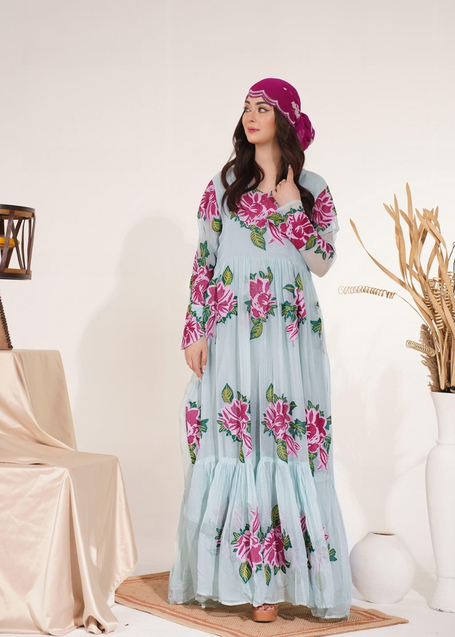 Akhrot Clothing Aqua Eid Frock Women 2pcs