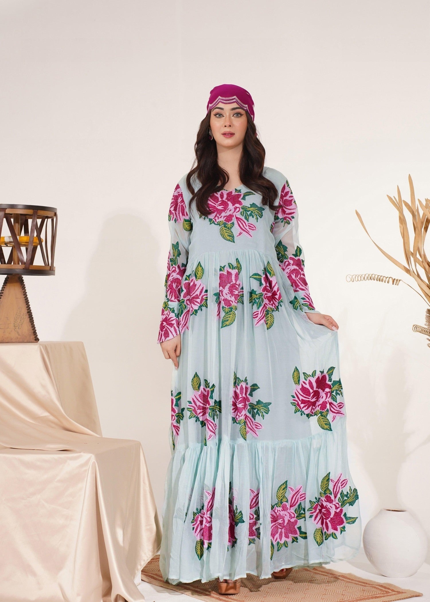 Akhrot Clothing Aqua Eid Frock Women 2pcs