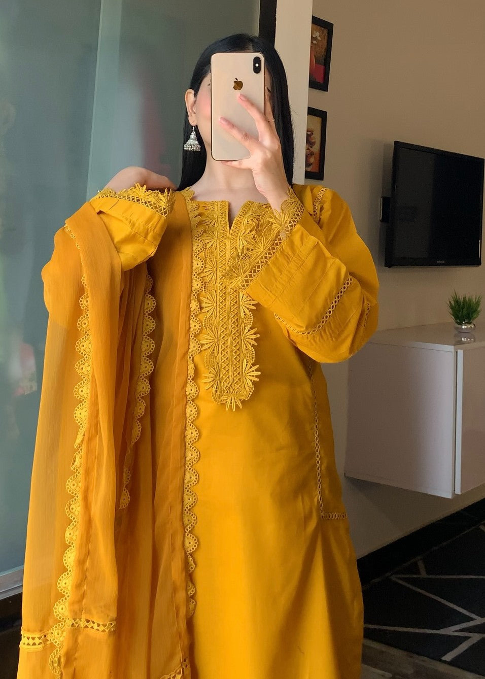 Ayesha B mustard ayesha lawn lase work Women 3pcs