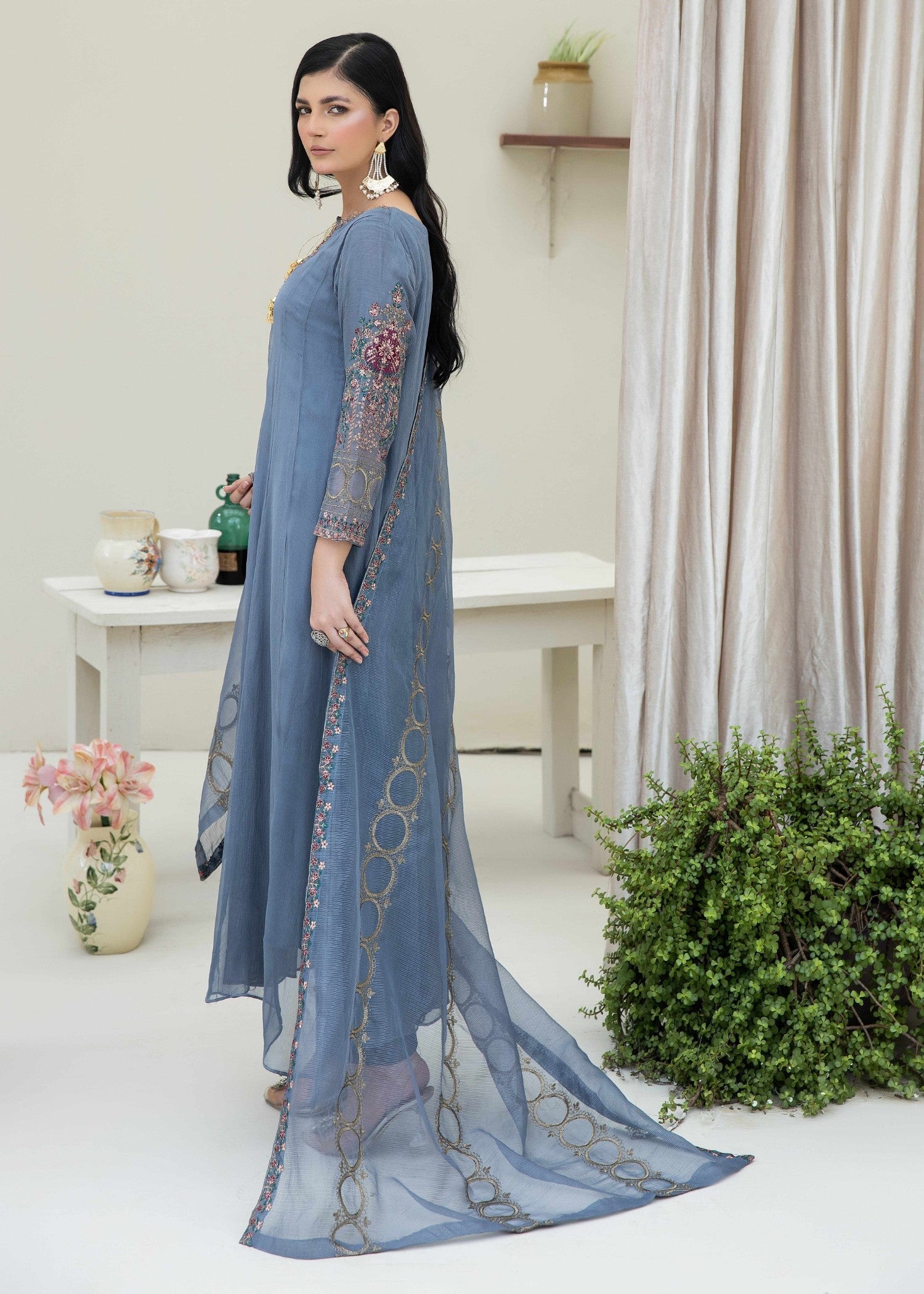 Pehnawa By Bin Akram’s The Rose Radiance Grey Chiffon Women 3pcs
