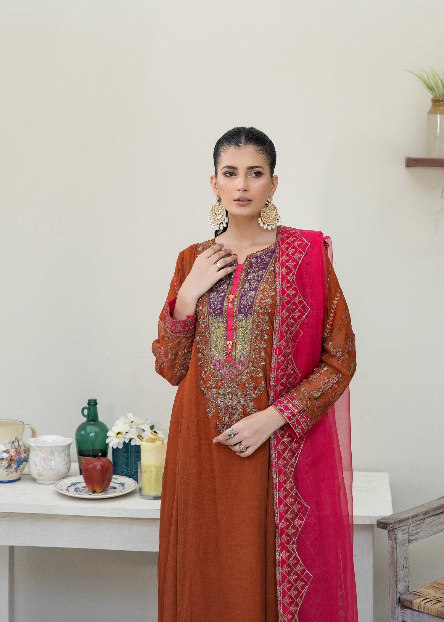Pehnawa By Bin Akram’s Rusty Revere Chiffon Women 3pcs