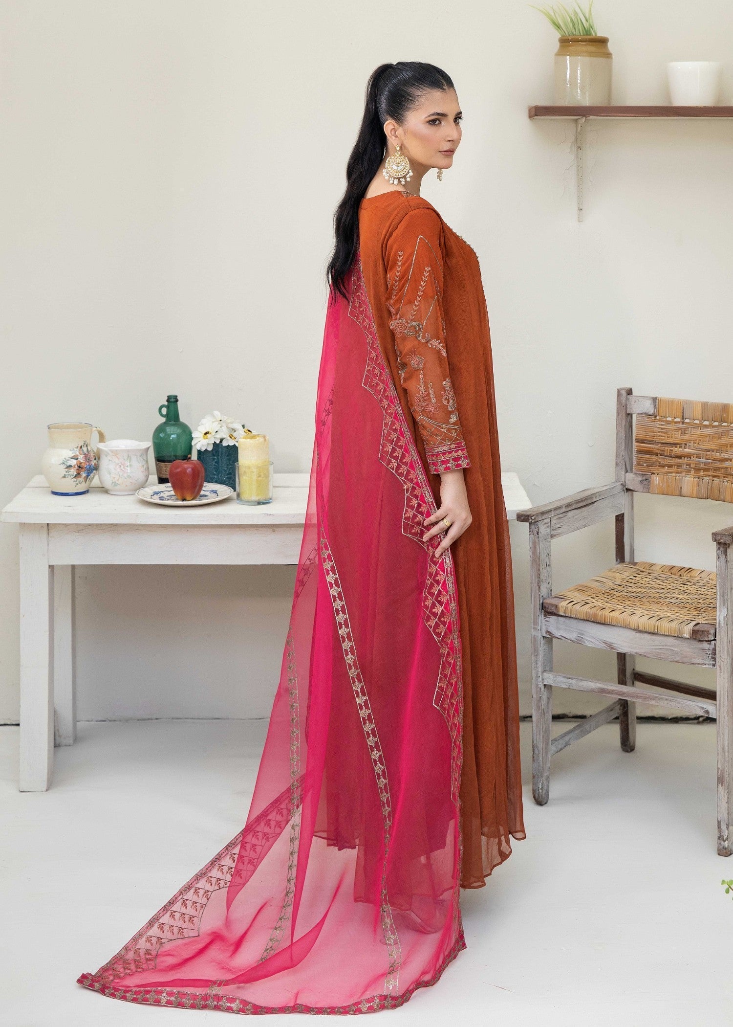 Pehnawa By Bin Akram’s Rusty Revere Chiffon Women 3pcs