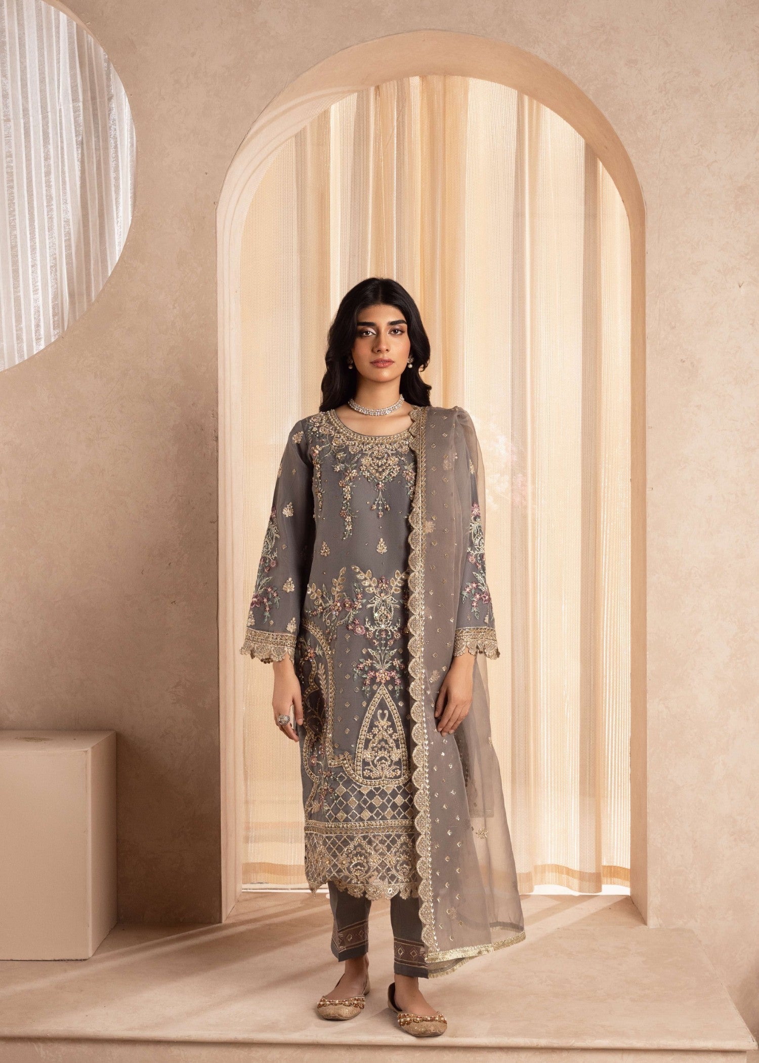 Zebaye Zareen US 568 steal grey Women 3pcs