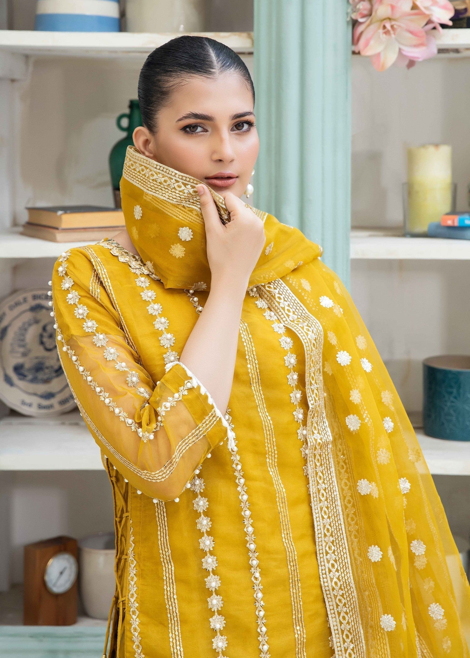 Pehnawa By Bin Akram’s Mehndi Majestic Organza Women 3pcs