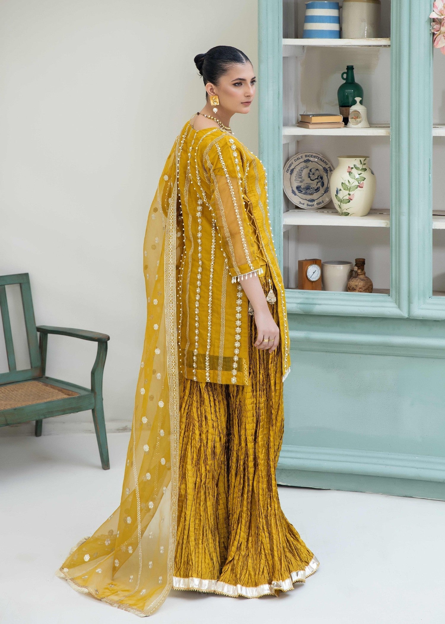 Pehnawa By Bin Akram’s Mehndi Majestic Organza Women 3pcs