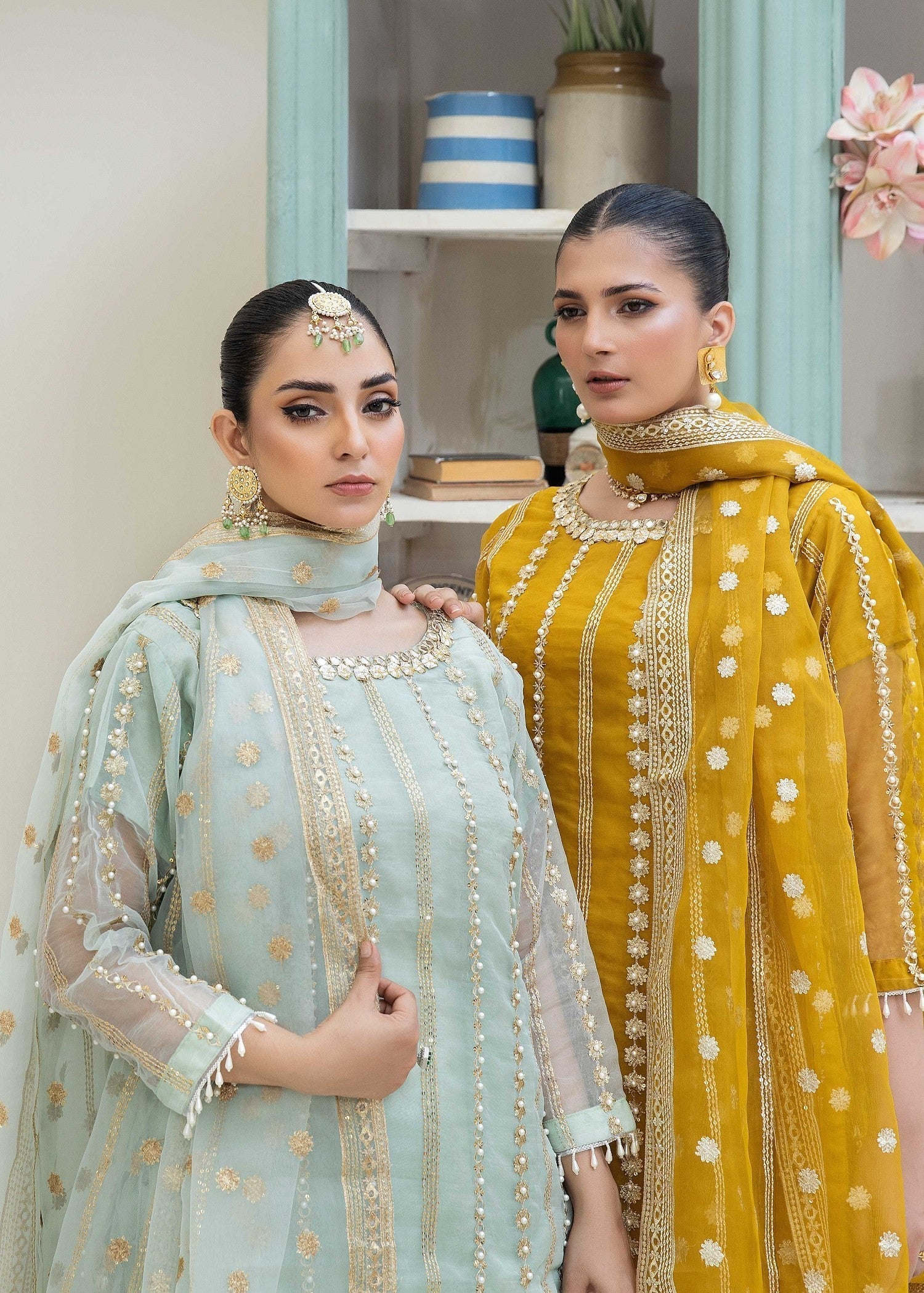 Pehnawa By Bin Akram’s Mehndi Majestic Organza Women 3pcs