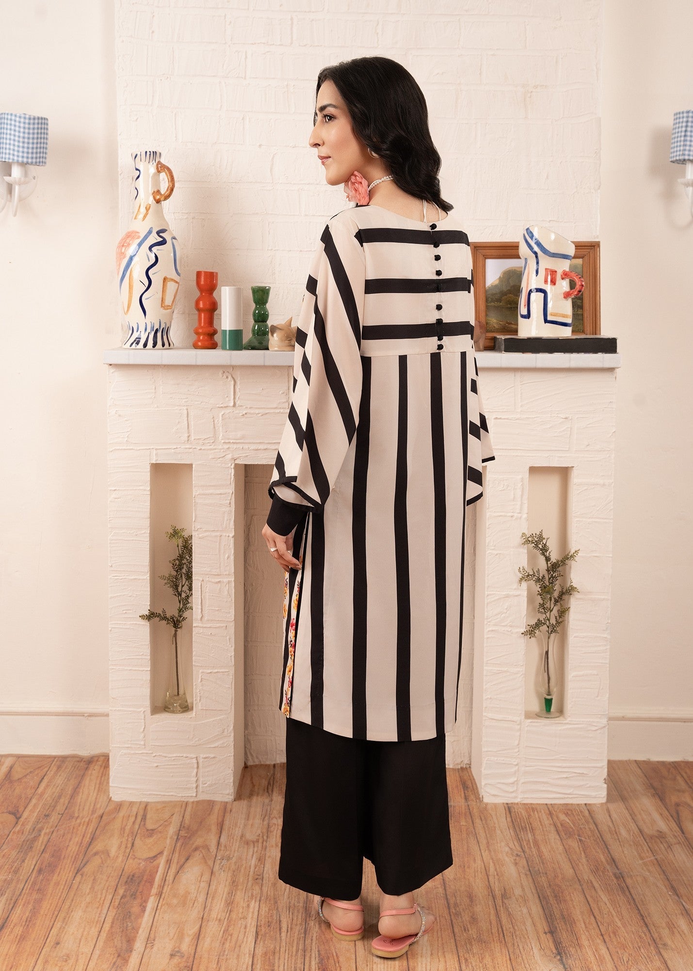 Stitch Vibes Striped Floral Shirt Women 1pcs