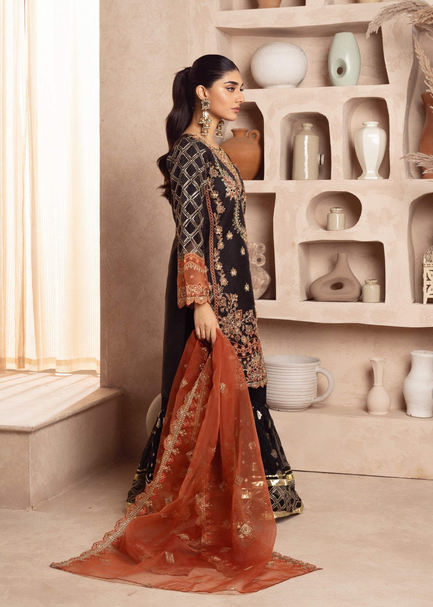 Zebaye Zardozi US 558 Rust black(sb) Women 3pcs