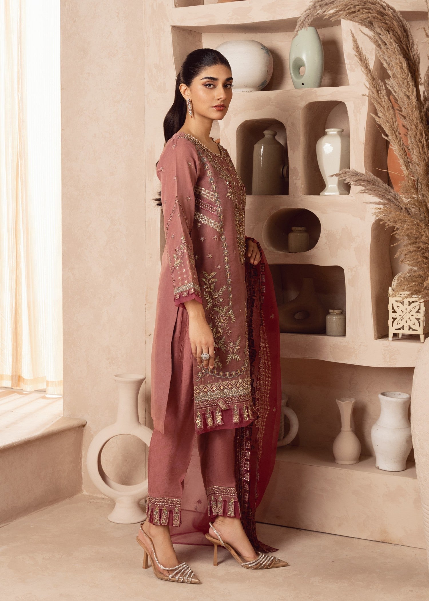 Zebaye Zardozi US 573 mauve pink(SB) Women 3pcs