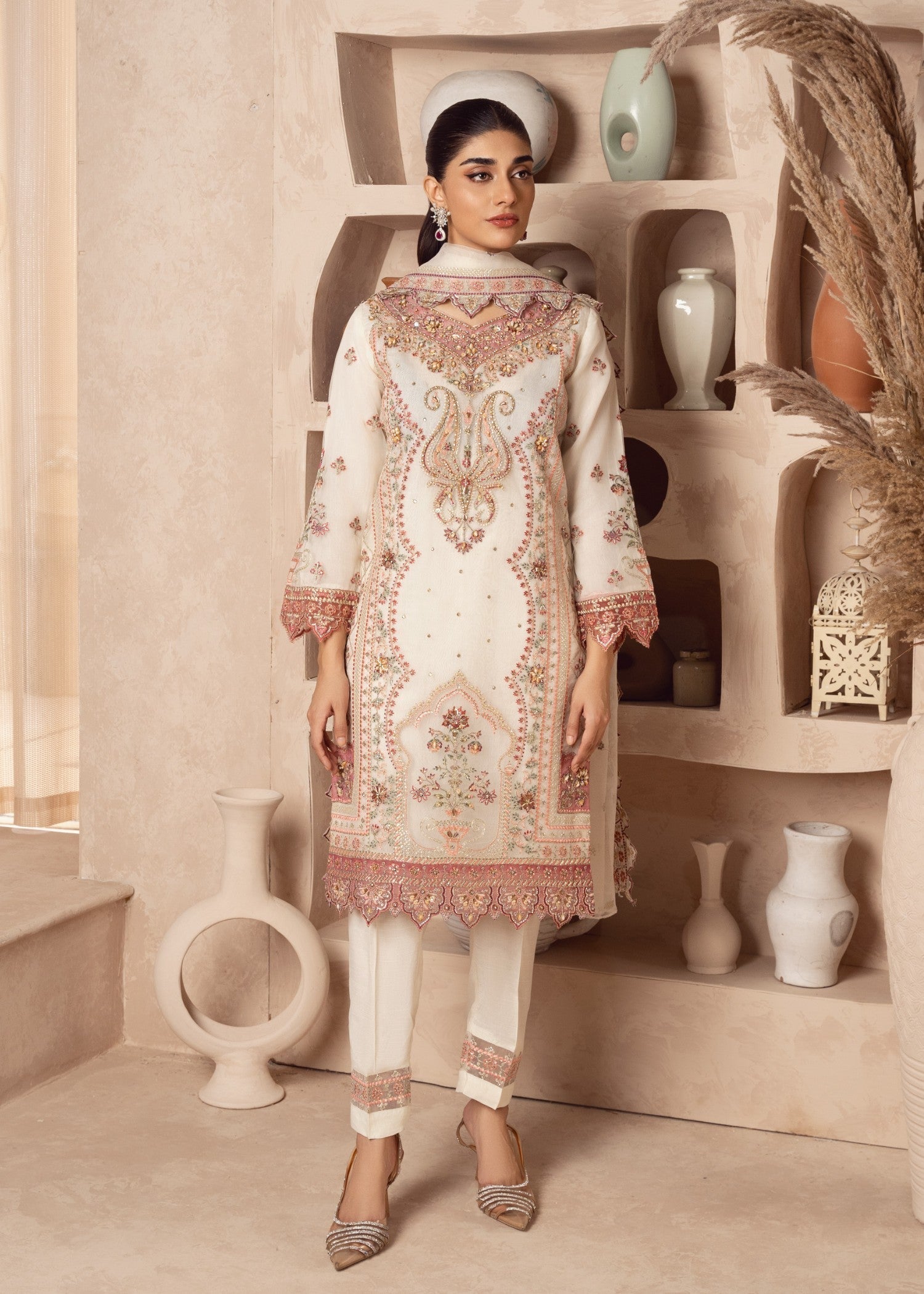 Zebaye Zardozi US 579 White(SB) Women 3pcs