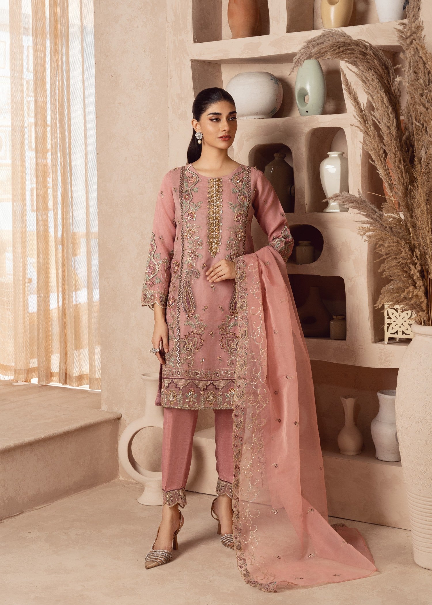 Zebaye Zardozi US 542 pink(SB) Women 3pcs