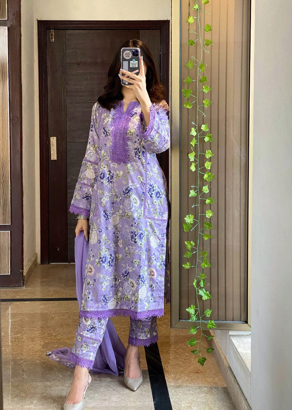 Ayesha B lilac lawn suit Women 3pcs