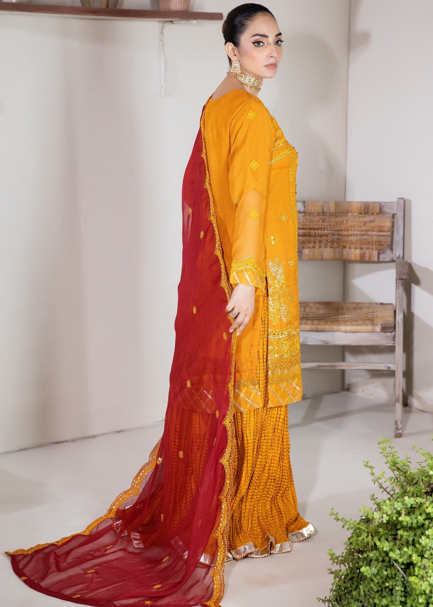 Pehnawa By Bin Akram’s Reddish Glow Chiffon Women 3pcs