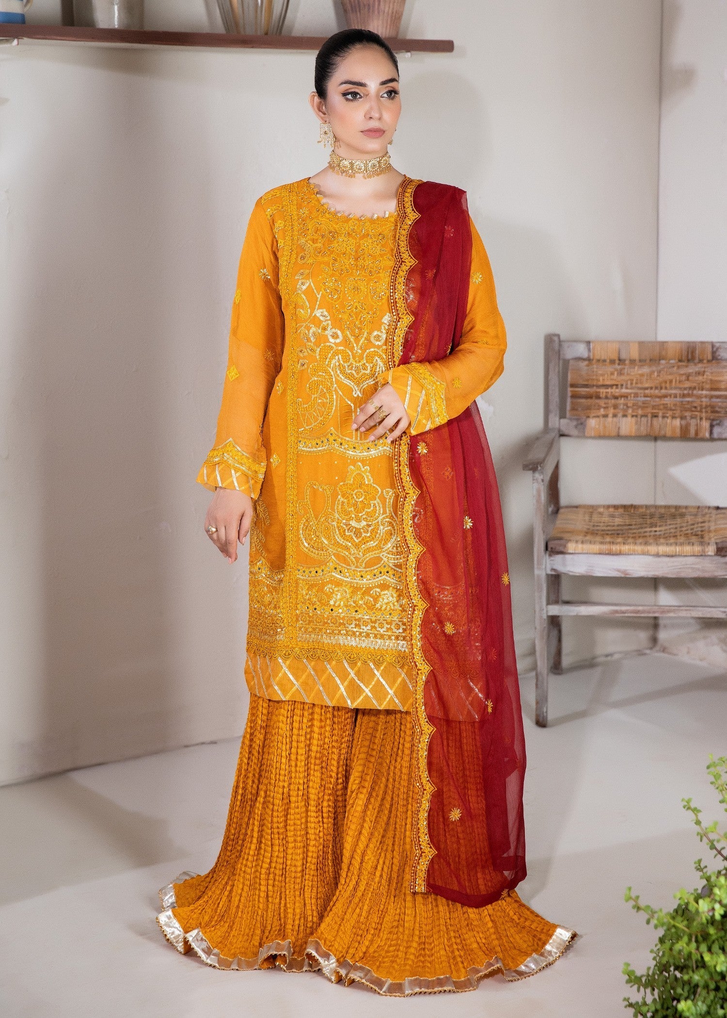 Pehnawa By Bin Akram’s Reddish Glow Chiffon Women 3pcs