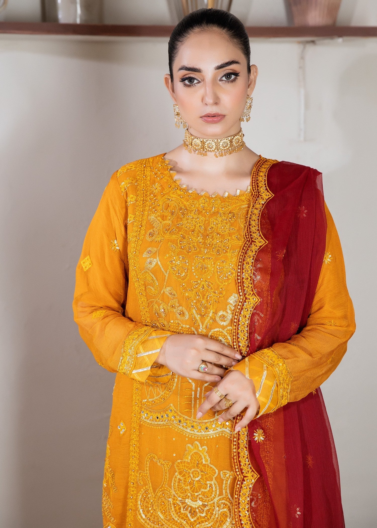 Pehnawa By Bin Akram’s Reddish Glow Chiffon Women 3pcs