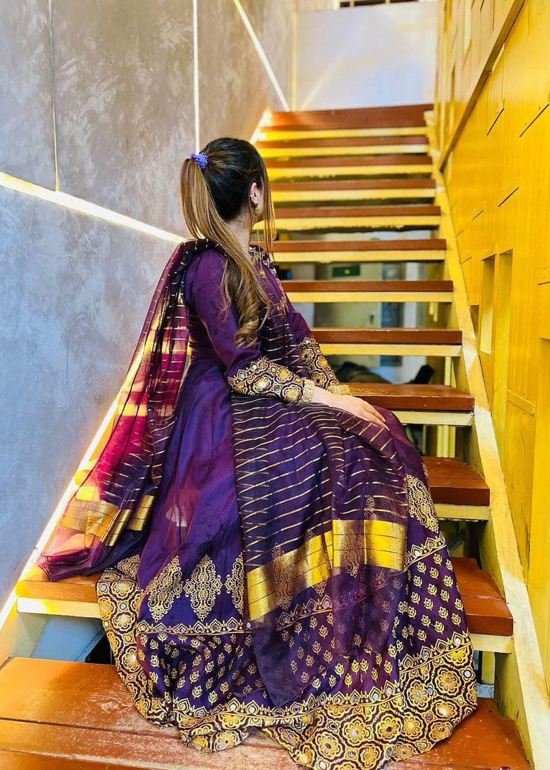 1 Virsapret purple in anar kali Women 3pcs