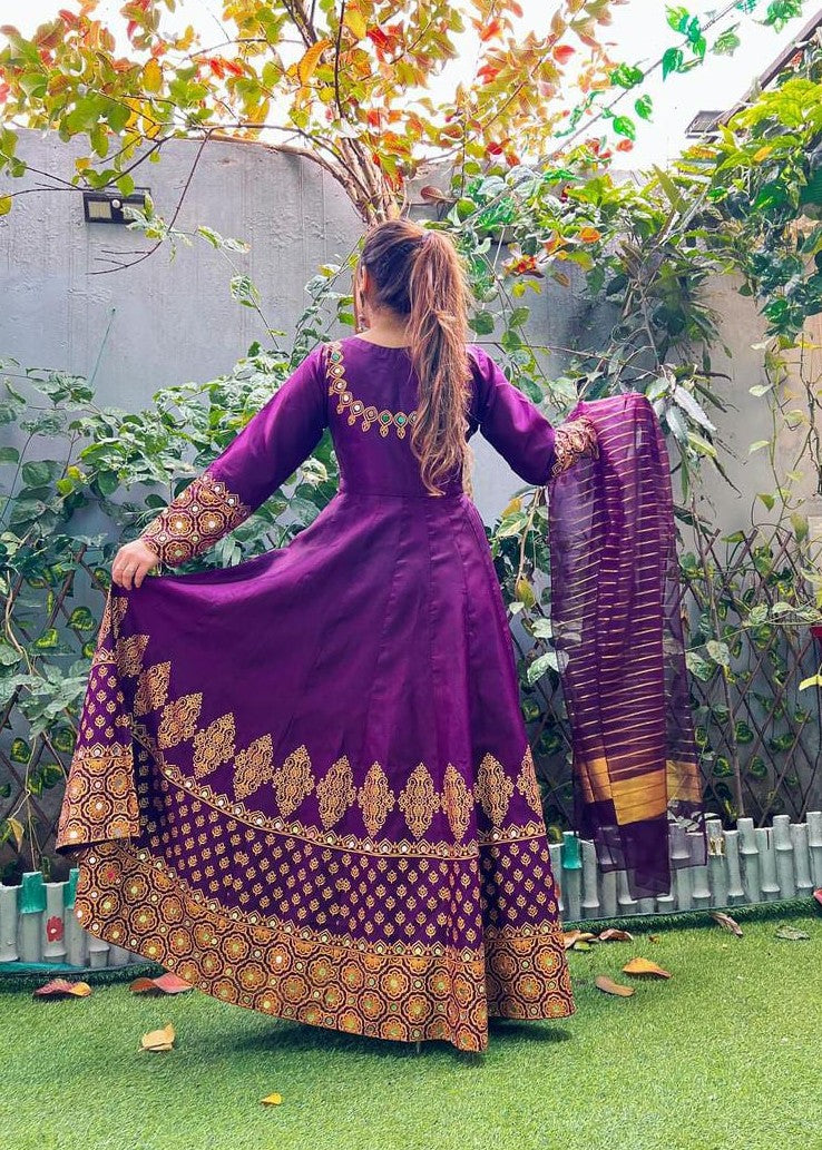 1 Virsapret purple in anar kali Women 3pcs