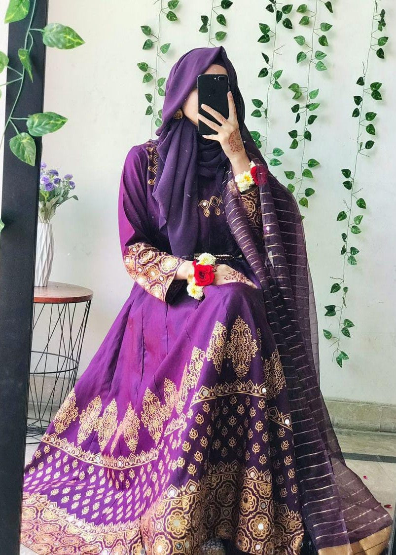 1 Virsapret purple in anar kali Women 3pcs