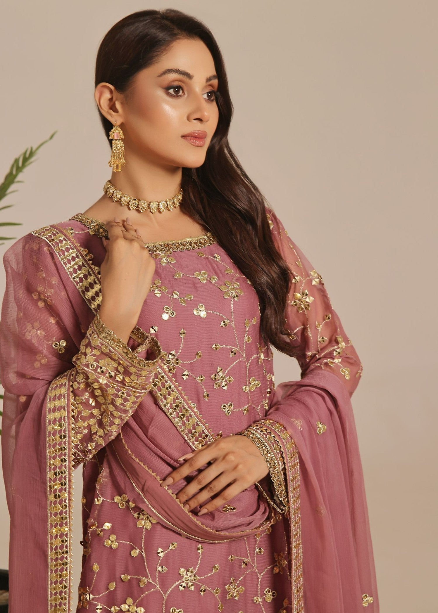 Ayesha Closet Mehndi Mauve Women 3pcs