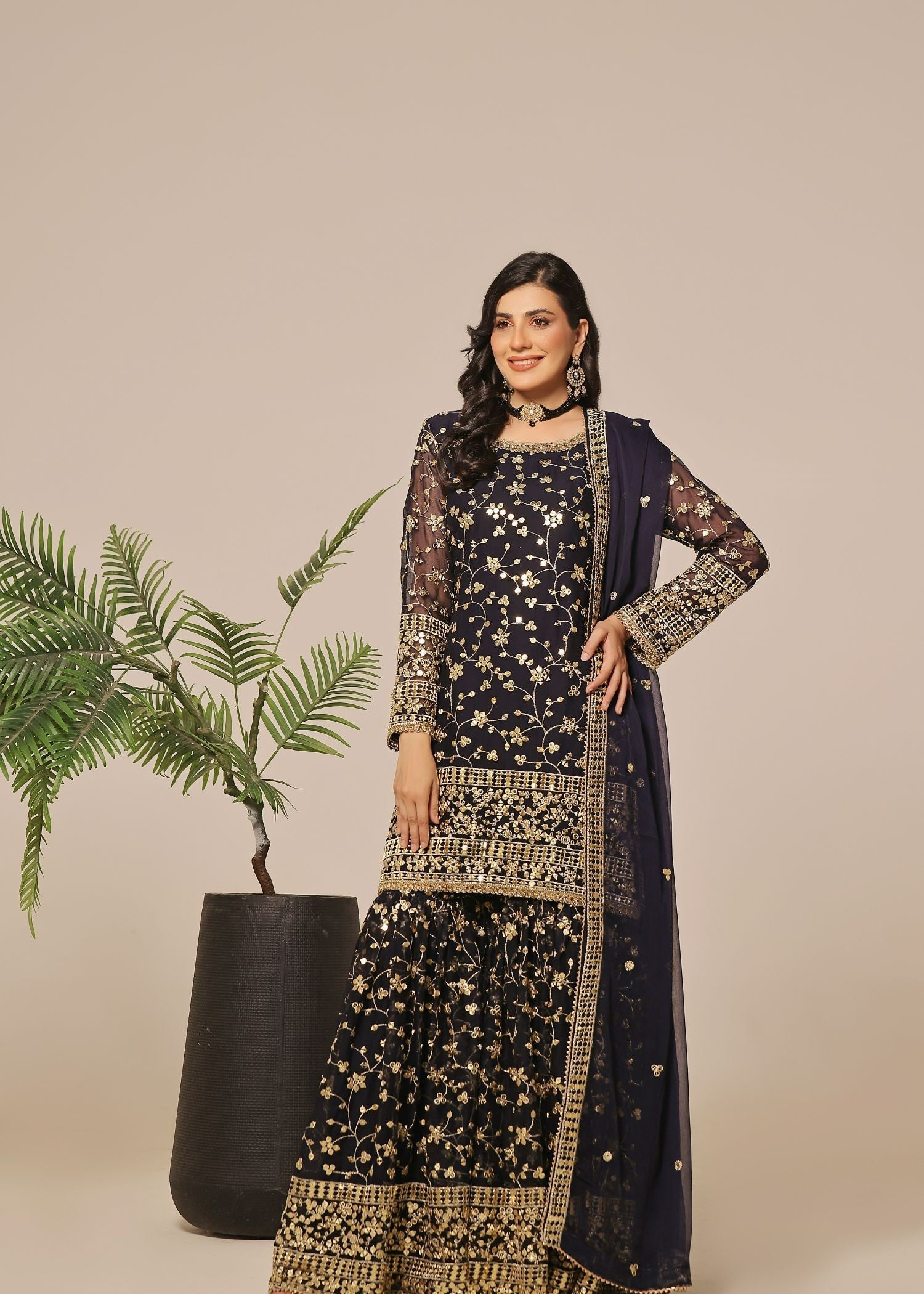 Ayesha Closet Mehndi Darky Blue Women 3pcs