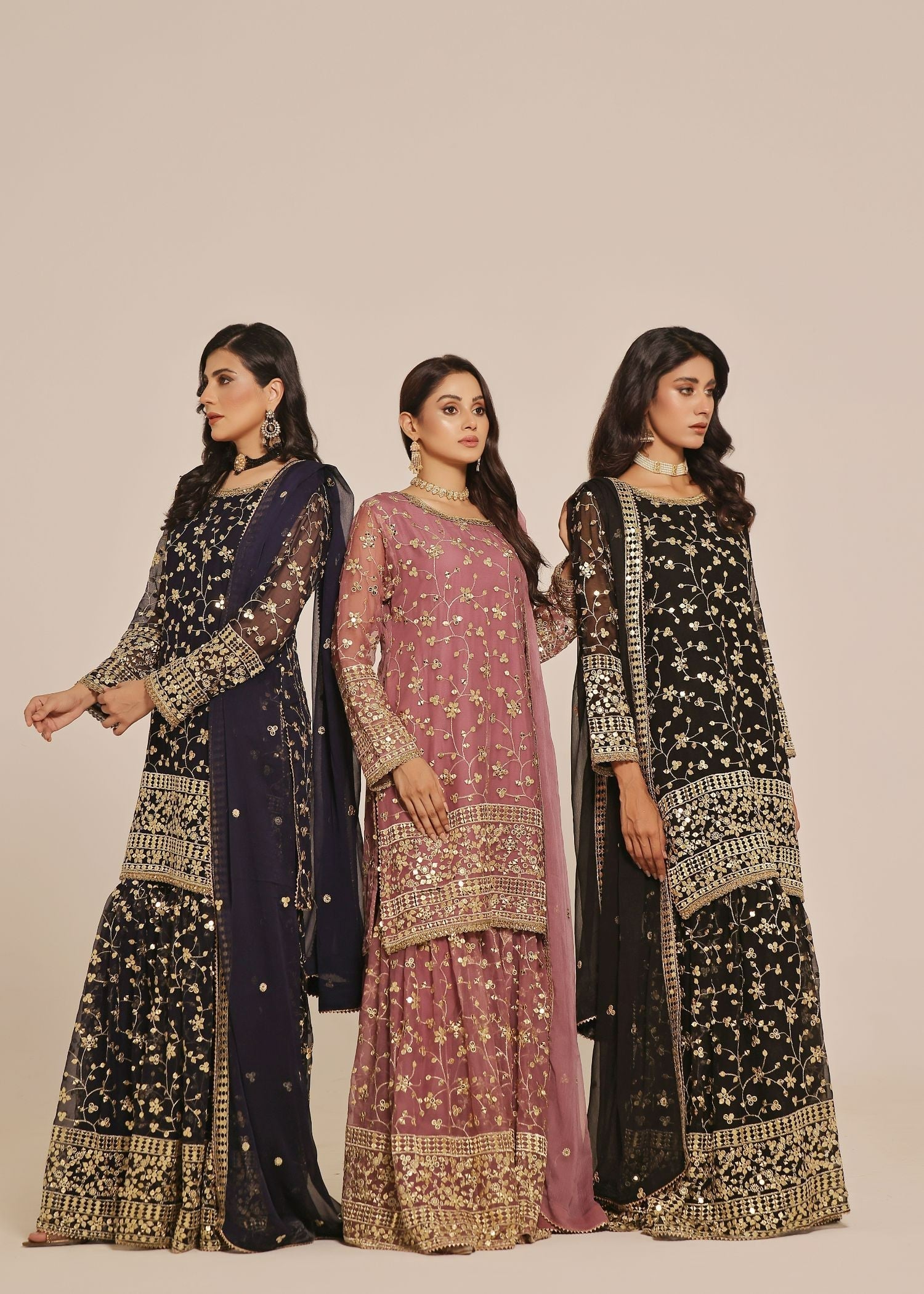 Ayesha Closet Mehndi Darky Blue Women 3pcs