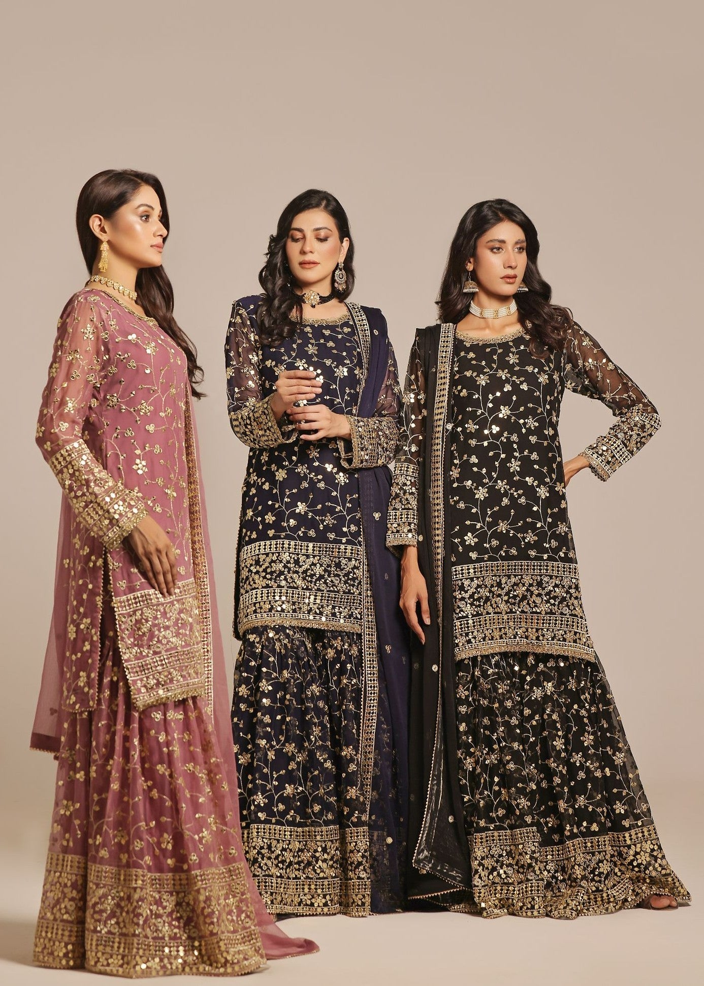 Ayesha Closet Mehndi Darky Blue Women 3pcs